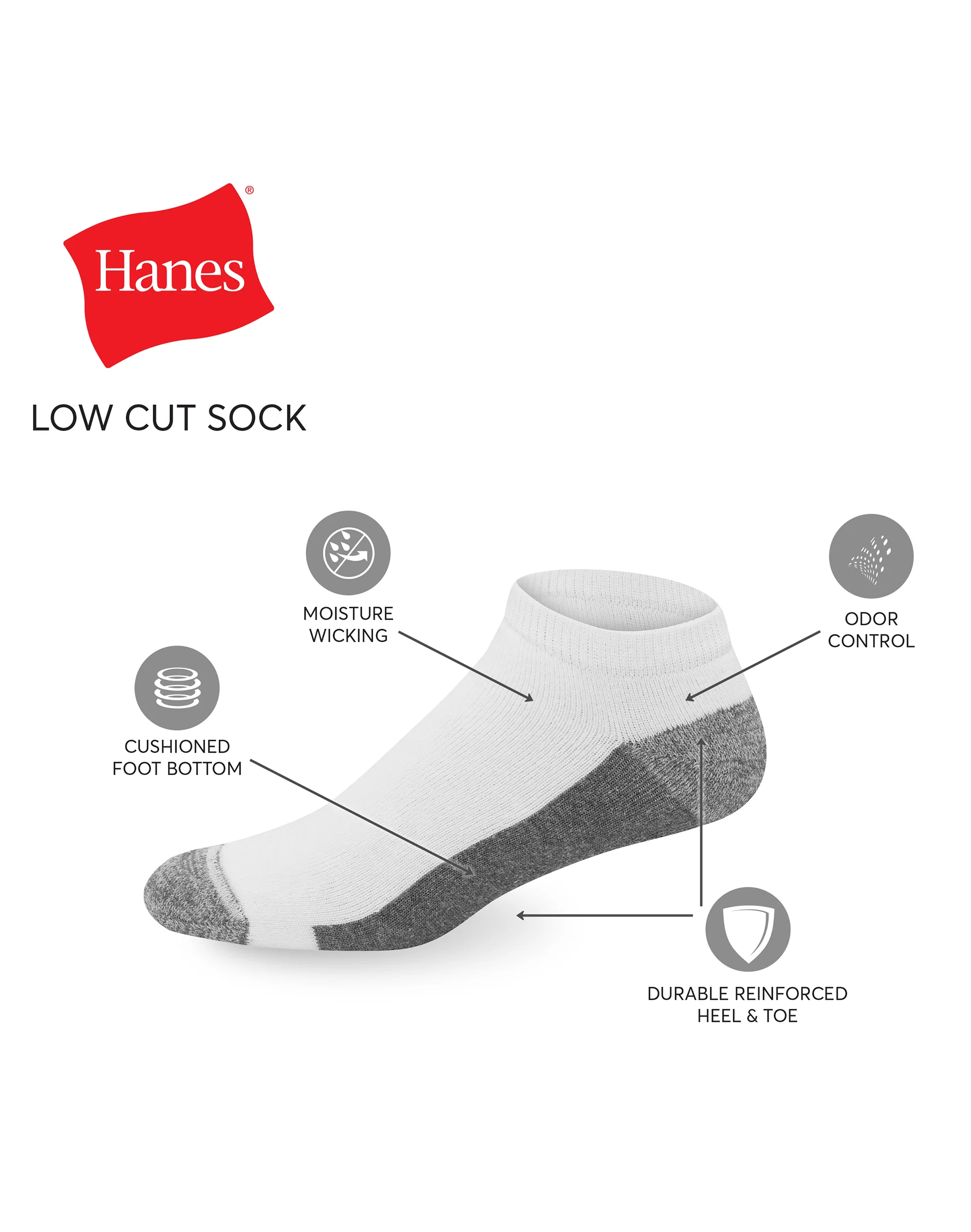 Hanes Ultimate Men's Ultra Cushion Low Cut Socks, 6-Pairs #ULC156