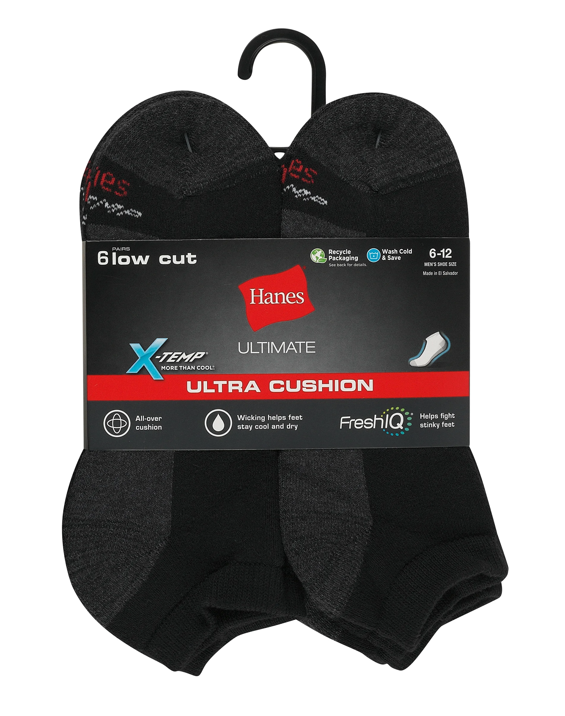 Hanes Ultimate Men's Ultra Cushion Low Cut Socks, 6-Pairs #ULC156