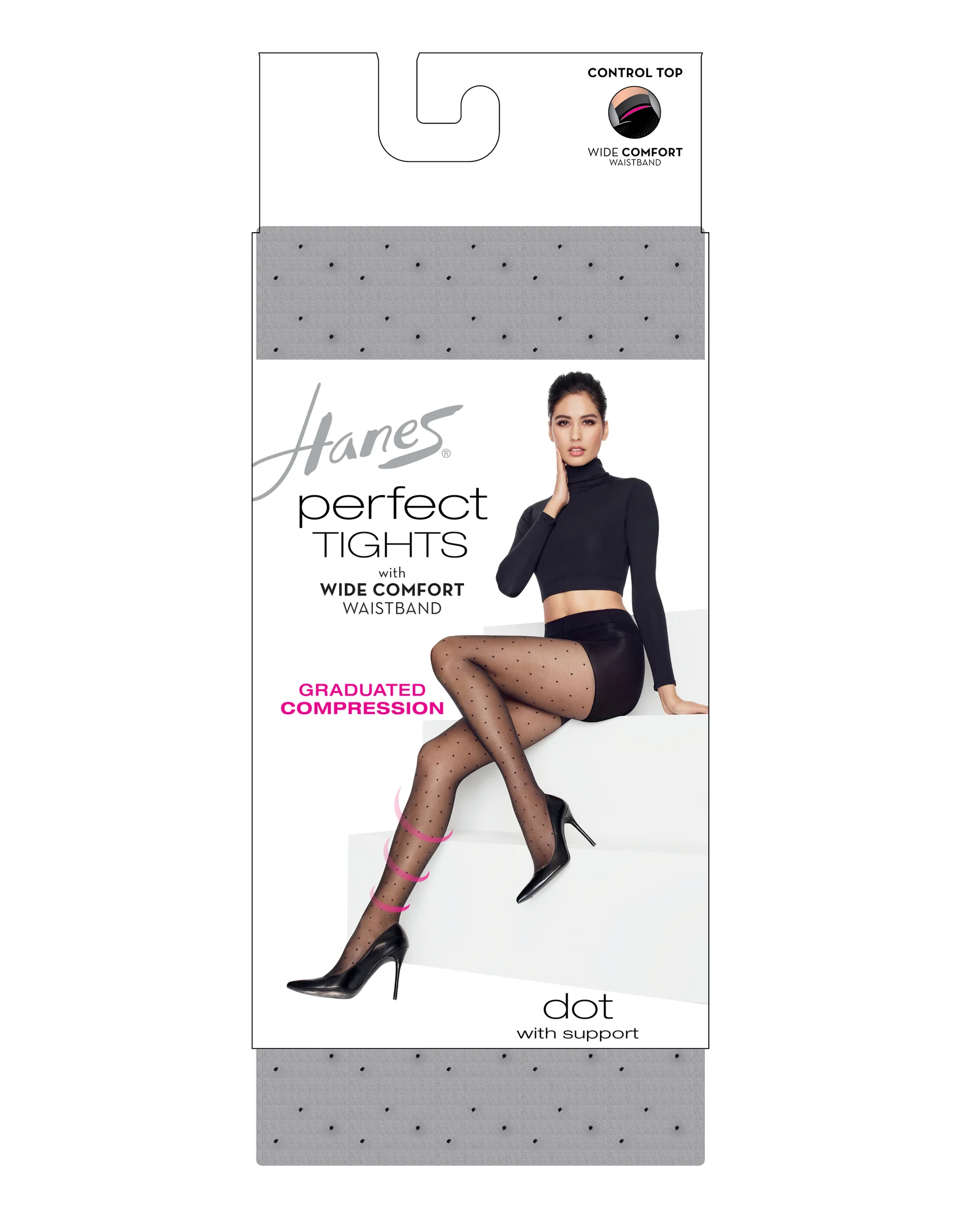 Hanes Perfect Dot Women's Compression Tights, Control Top #HST020