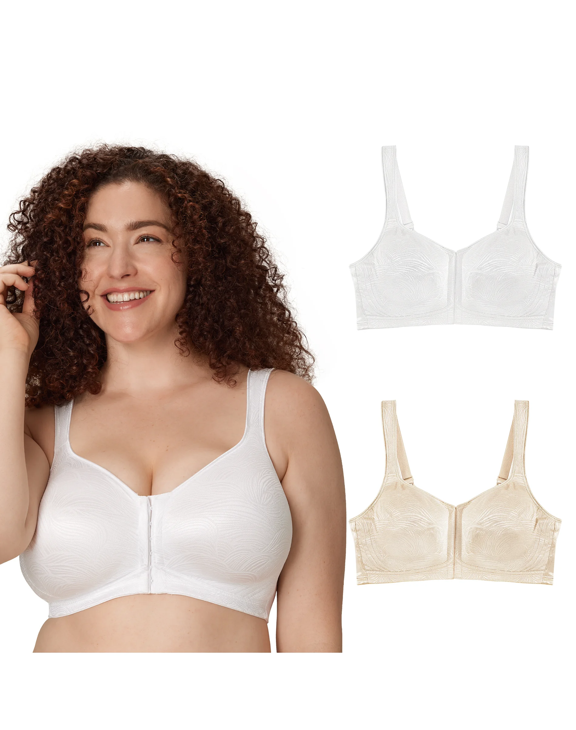 Playtex 18 Hour POWER SUPPORTX Front Close Extra Back Support Wireless Bra, 2-Pack #USE52P