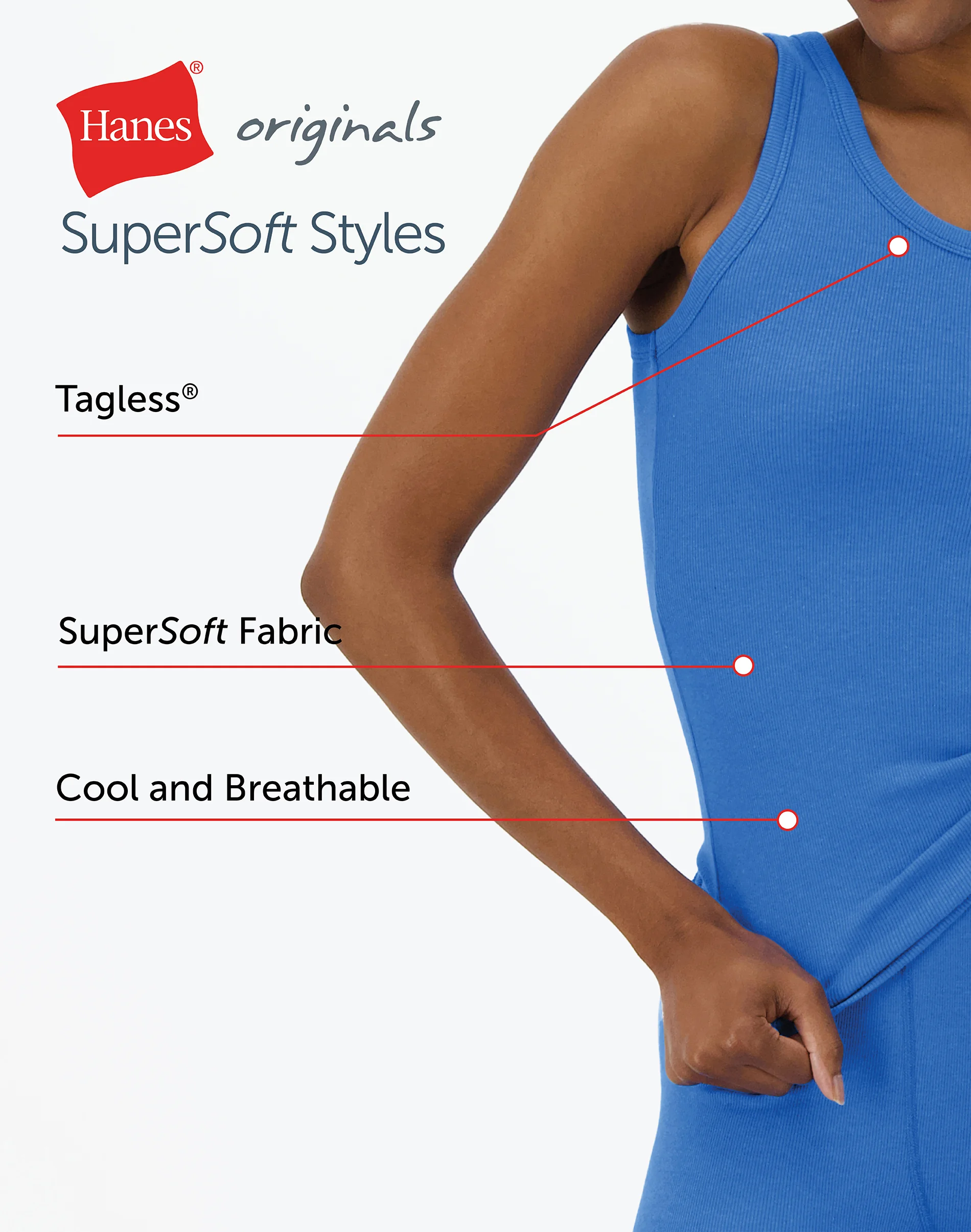 Hanes Originals Women’s SuperSoft Comfywear Rib Tank Top #HLT202