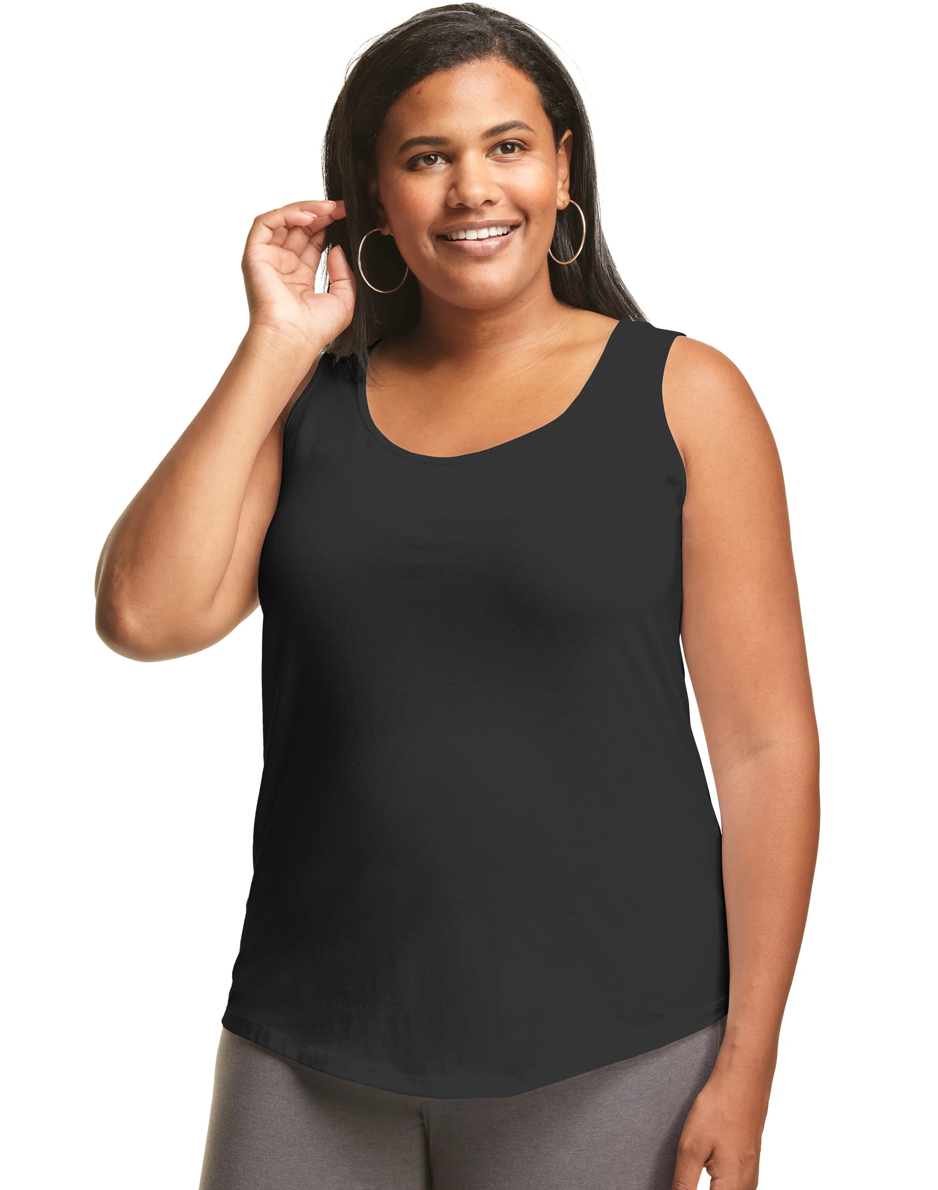 Hanes Just My Size Women’s Cotton Jersey Tank, Shirttail Hem (Plus Size) #OJ207