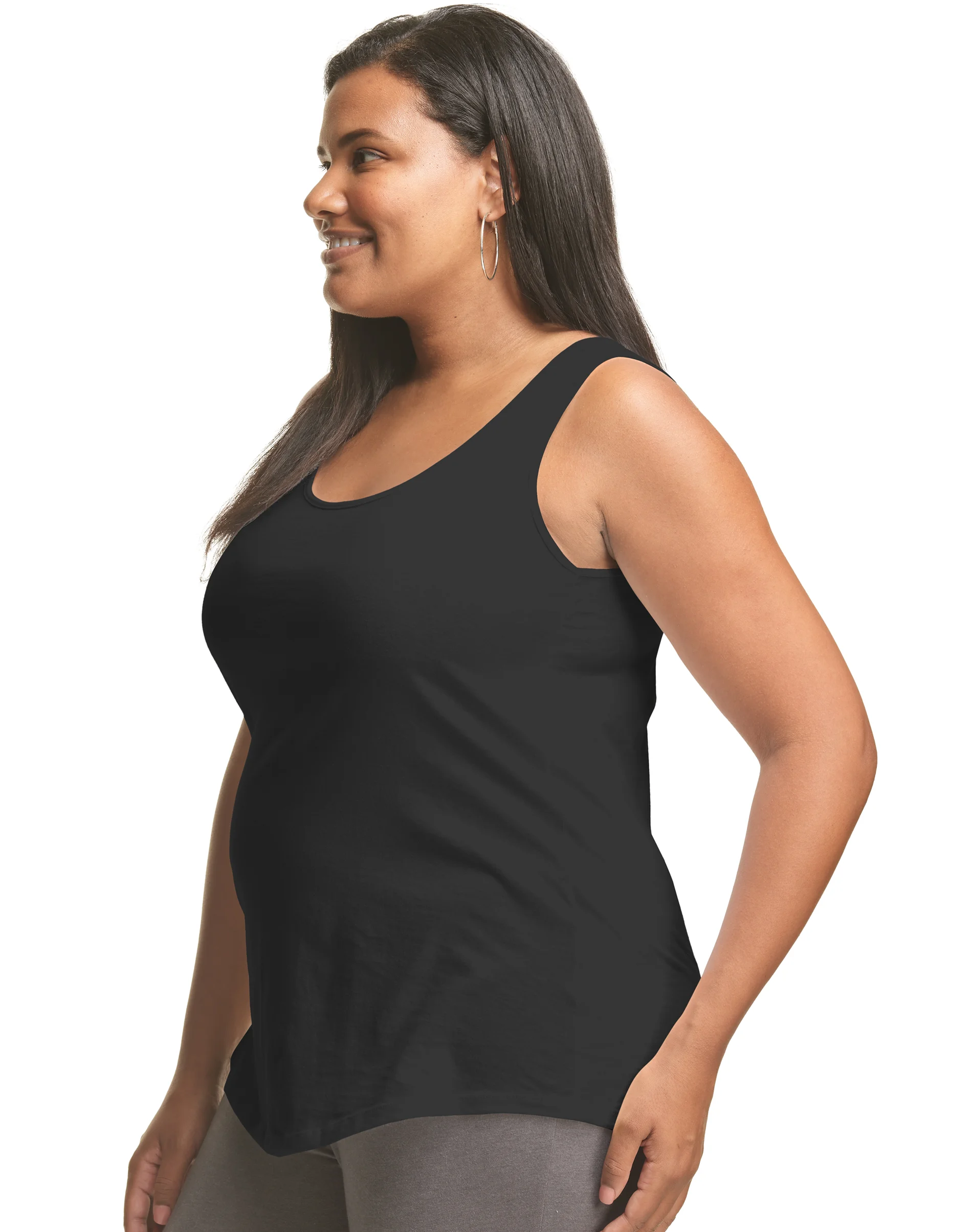 Hanes Just My Size Women’s Cotton Jersey Tank, Shirttail Hem (Plus Size) #OJ207