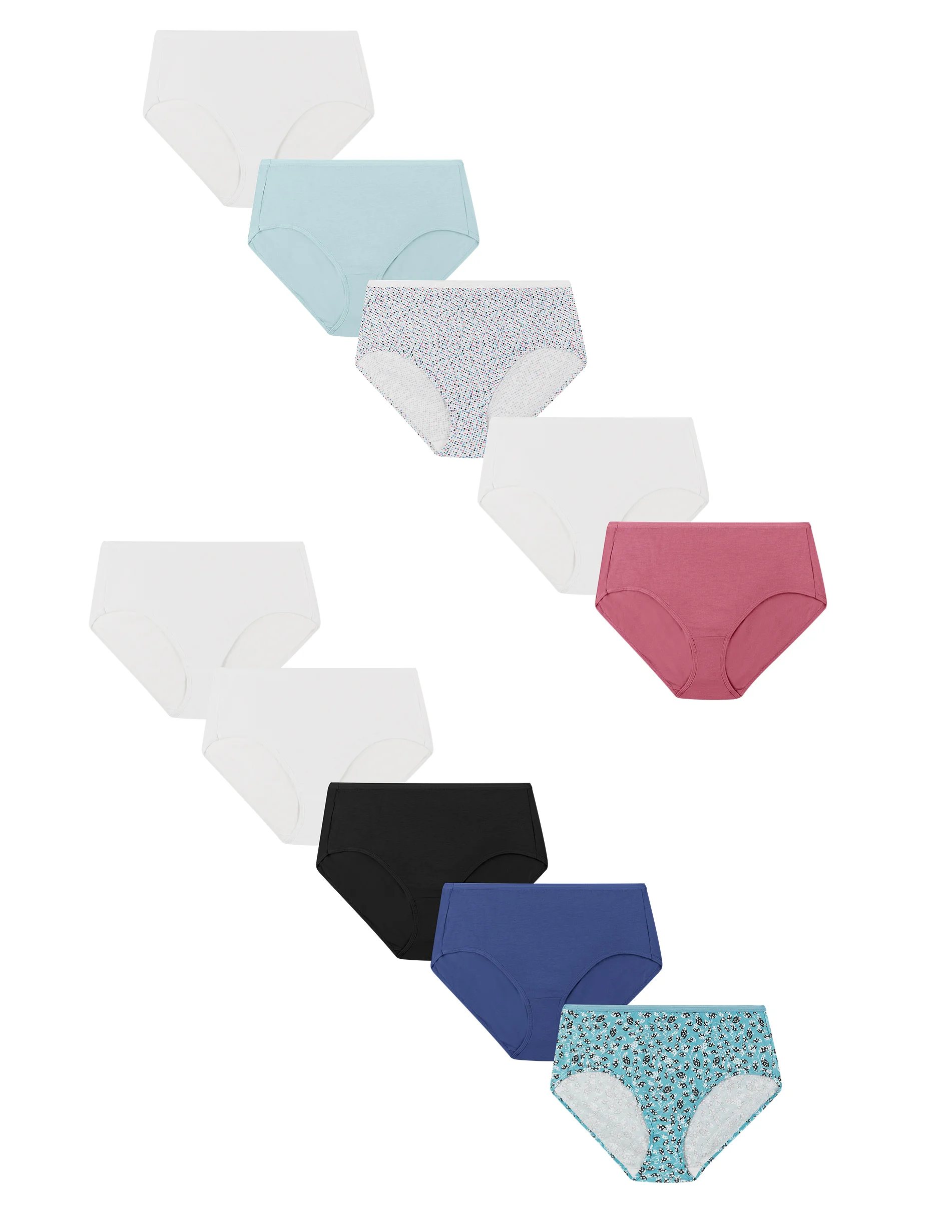 Hanes Just My Size Women's Cotton Brief Underwear, Assorted, 10-Pack (Plus Size) #1610PX