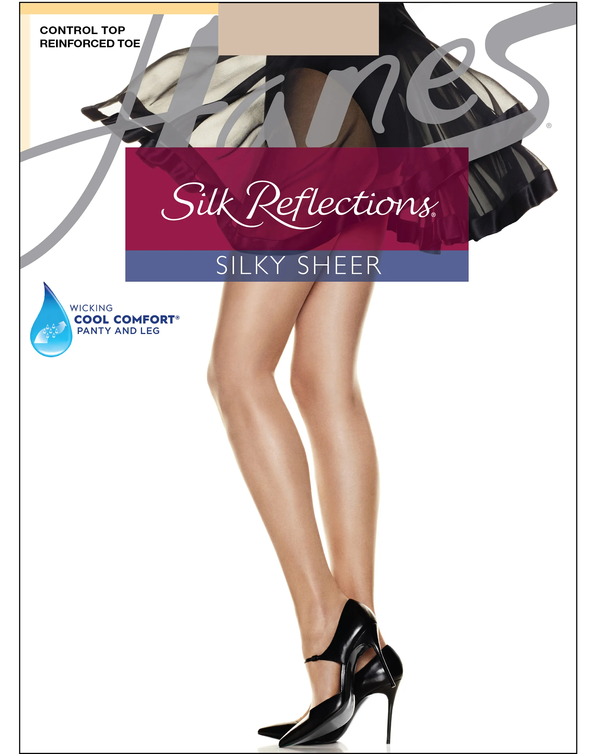 Hanes Silk Reflections Control Top Pantyhose with Reinforced Toe #Q00718