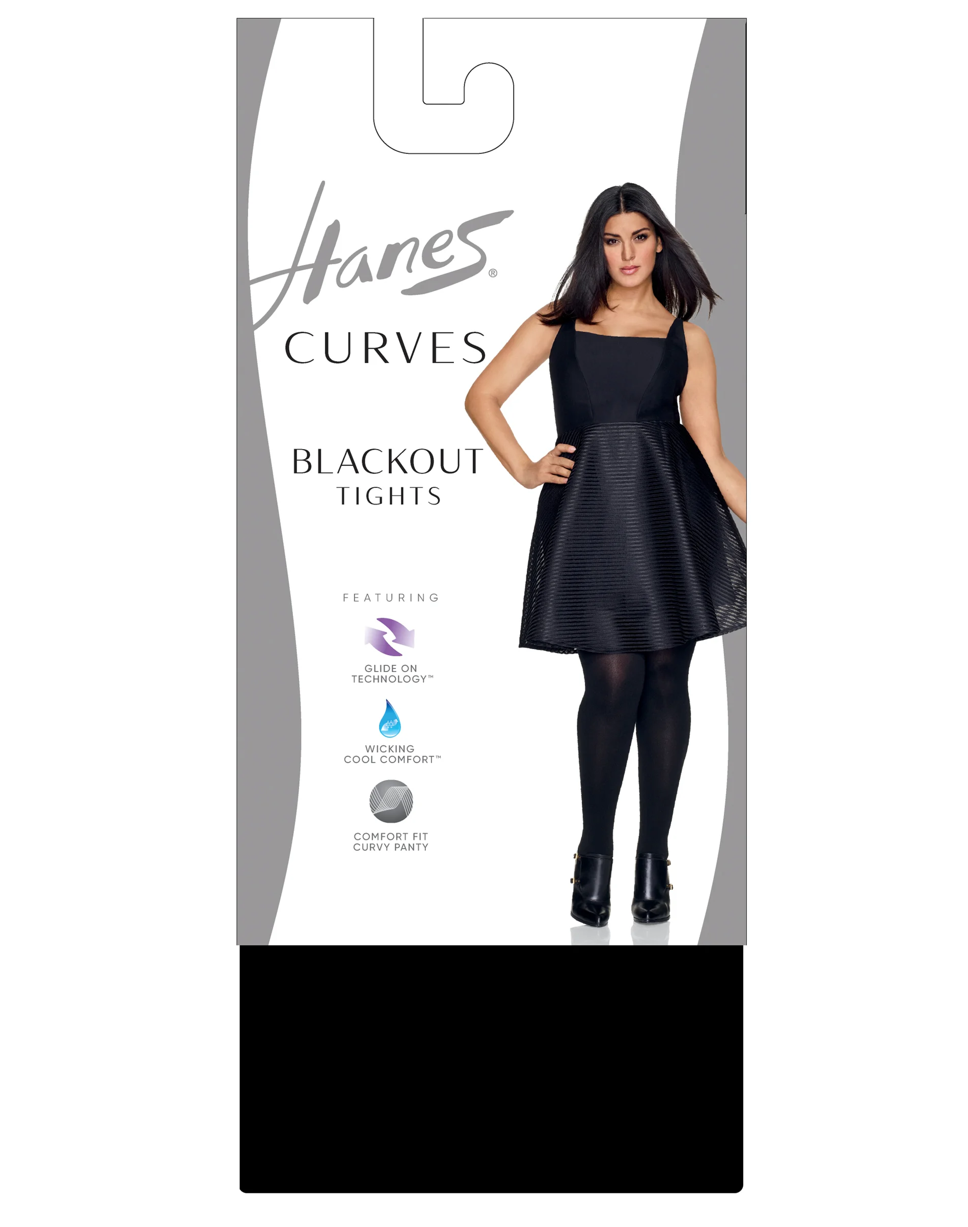 Hanes Women's Plus Size Tights, Blackout, Moisture-Wicking #HSP003