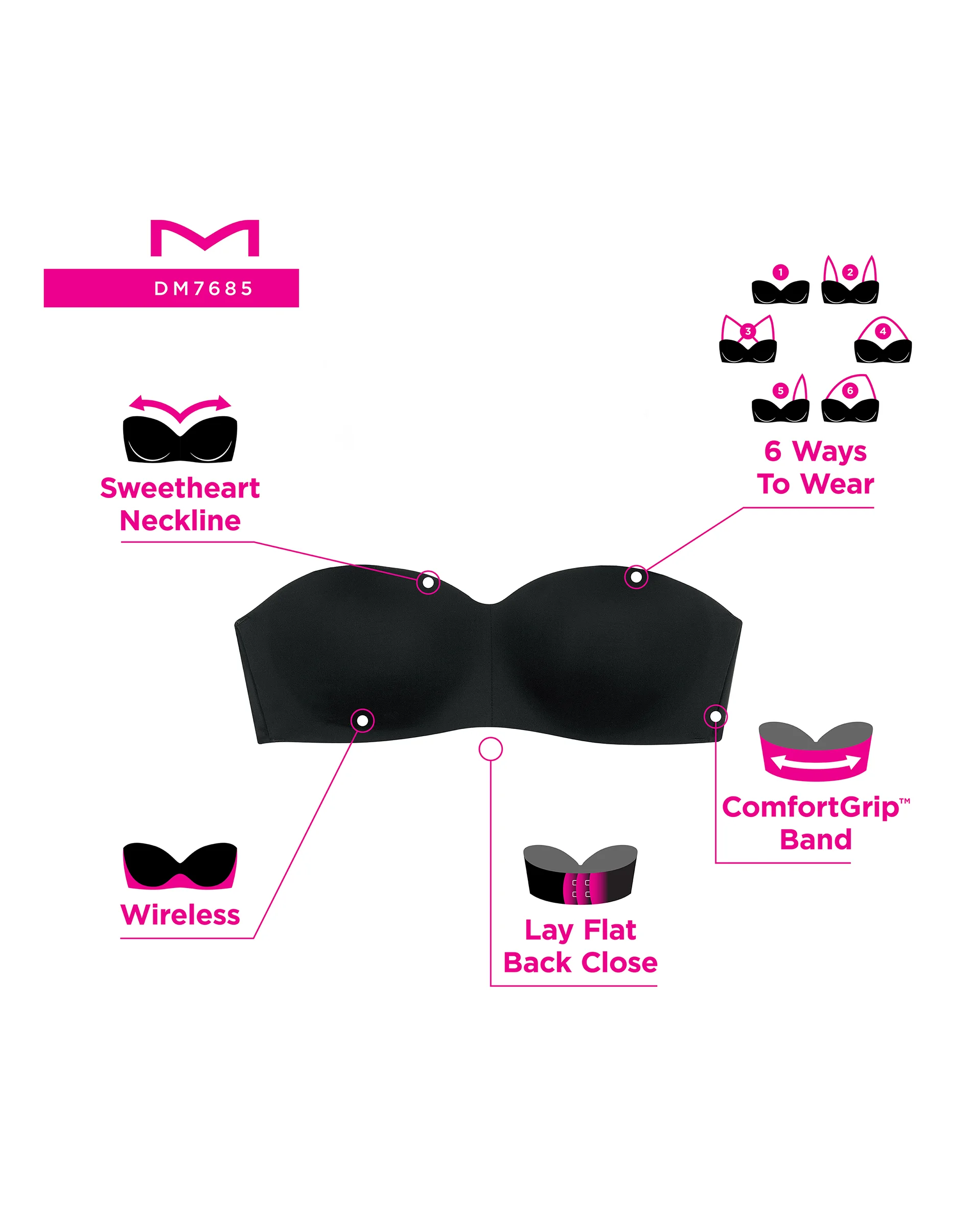 Strapless Bra with Stay-Put Tech, Wireless (Plus Size Available) #DM7685