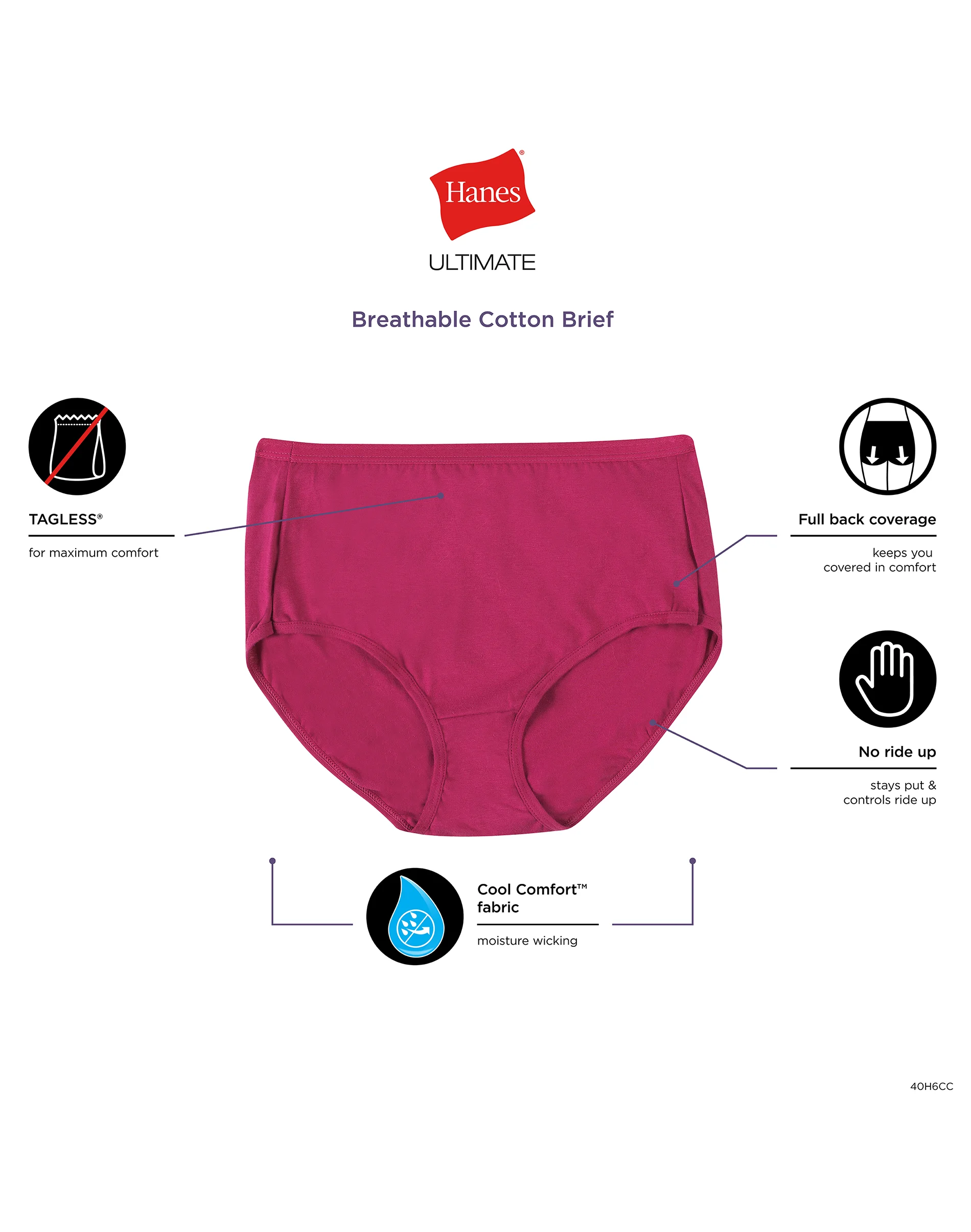 Hanes Ultimate Women's Breathable Brief Underwear, 6-Pack #40H6CC
