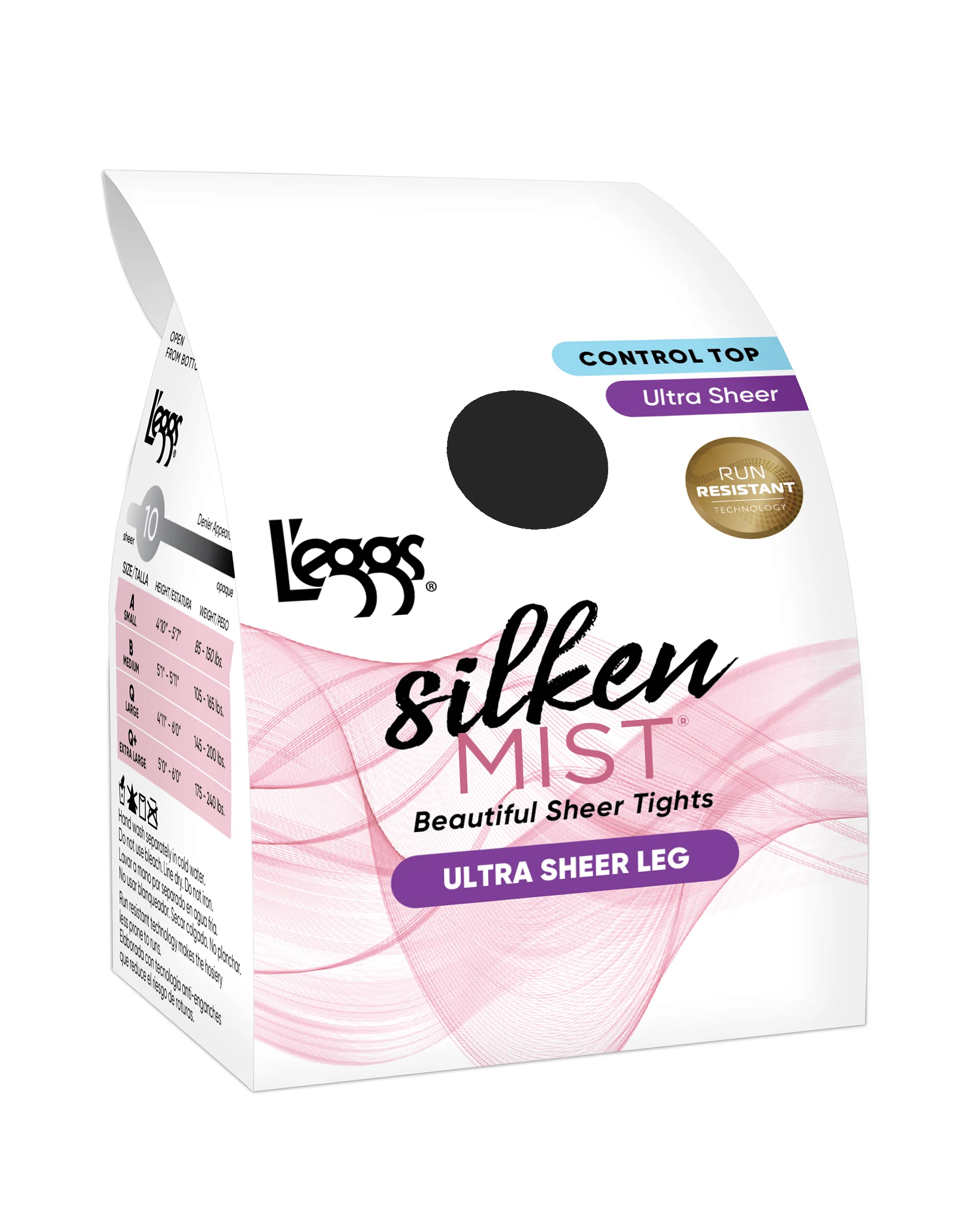 L'eggs Silken Mist Ultra Sheer with Run Resist Technology, Control Top Sheer Toe Pantyhose, 1-Pack #LSM200