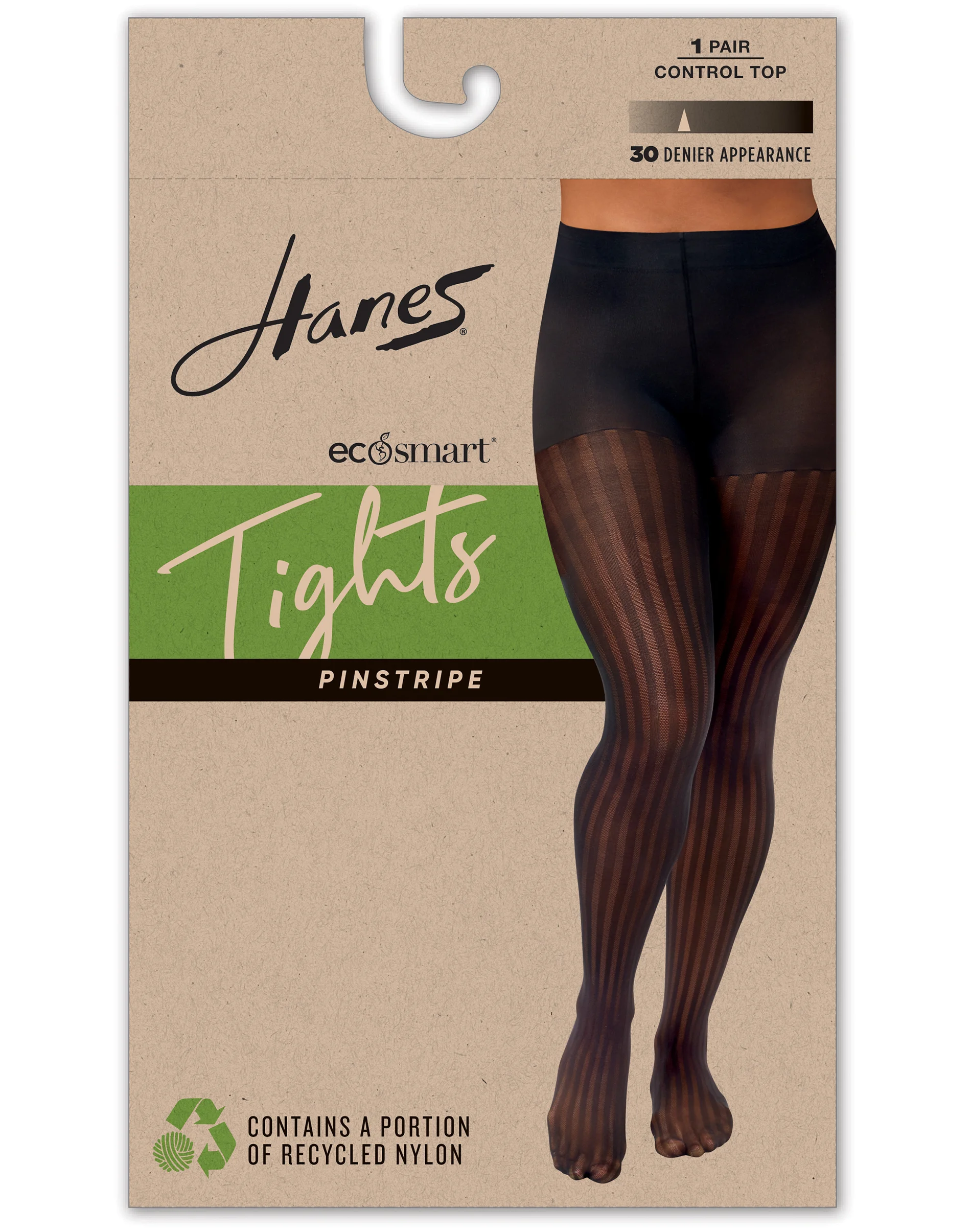 Hanes EcoSmart Women's Sheer Control Top Tights, Pinstripe #HG0014