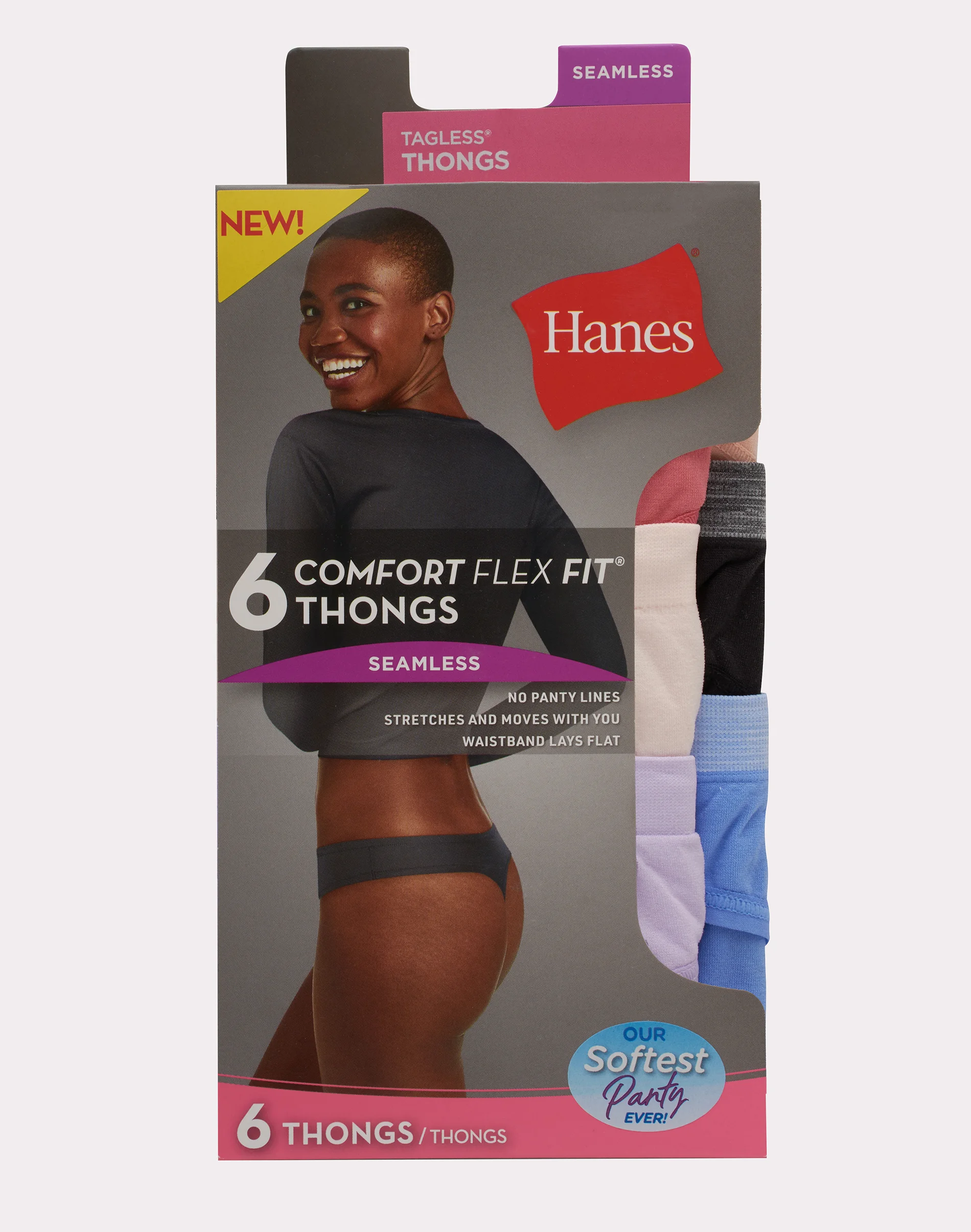 Hanes Comfort Flex Fit Women's Seamless Thong Underwear, 6-Pack #CF46P6