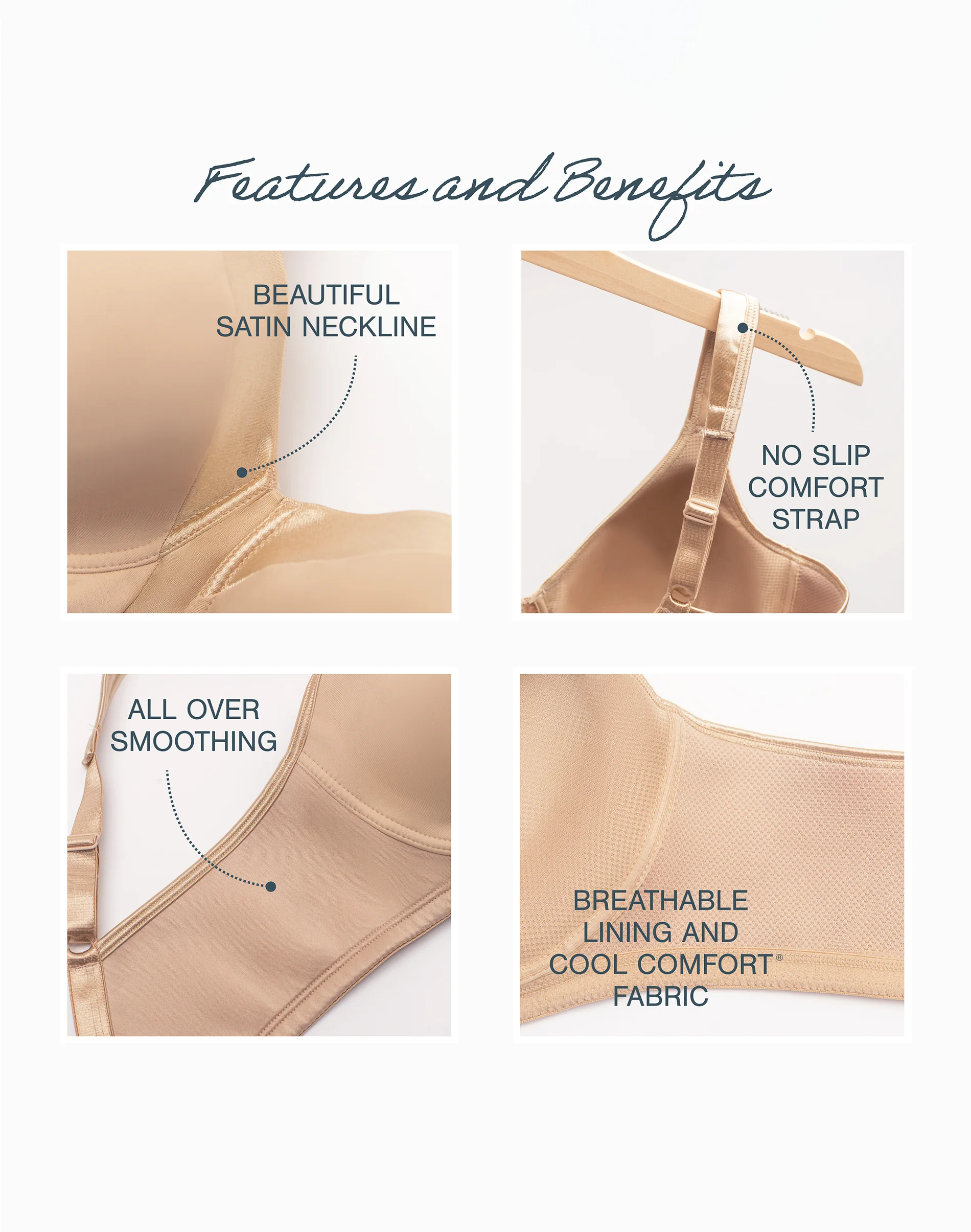 Playtex 18 Hour Silky Soft Smoothing Cool & Breathable Wireless Bra #US4803