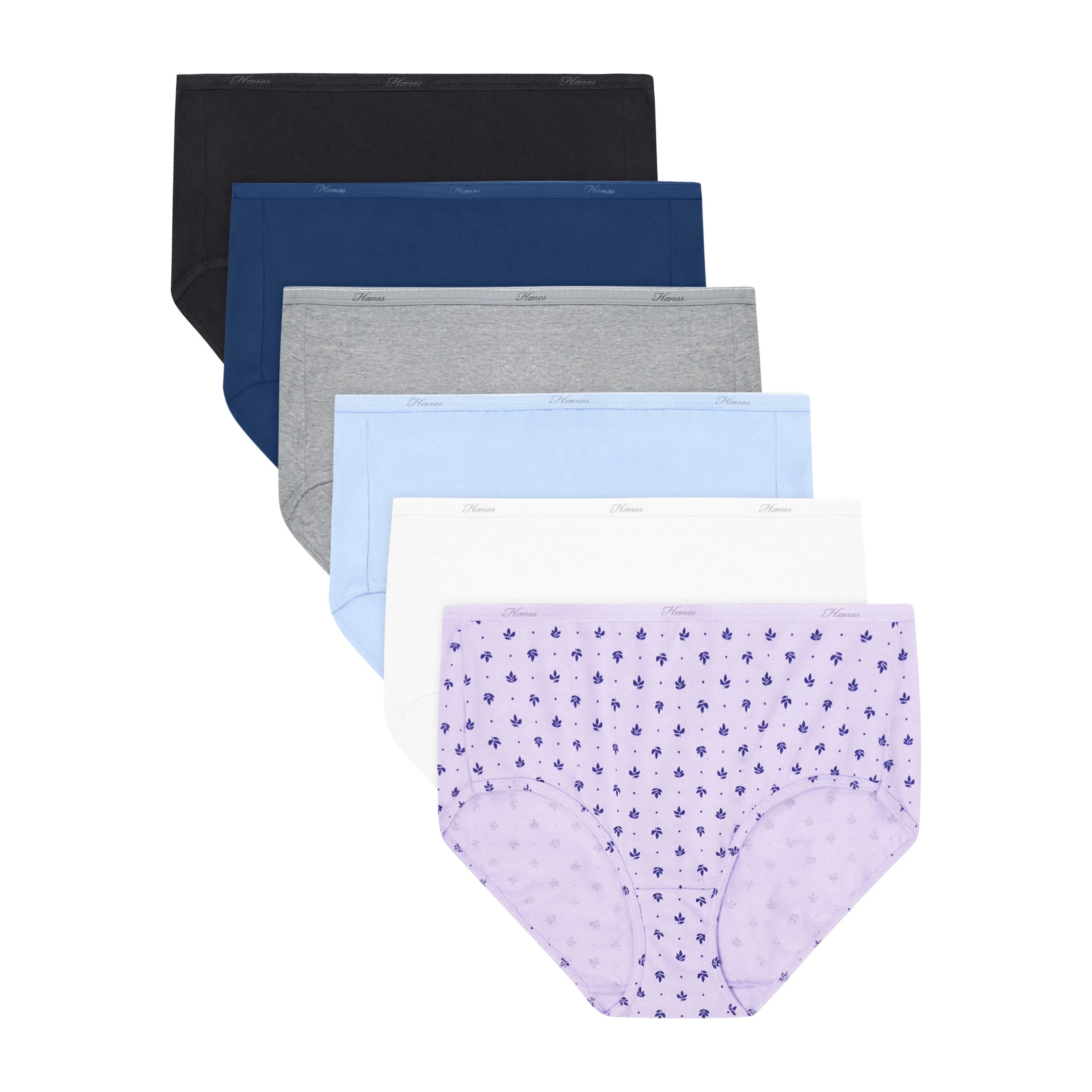 Hanes Women's Cotton Brief Underwear, Moisture-Wicking, 6-Pack #PP40AD
