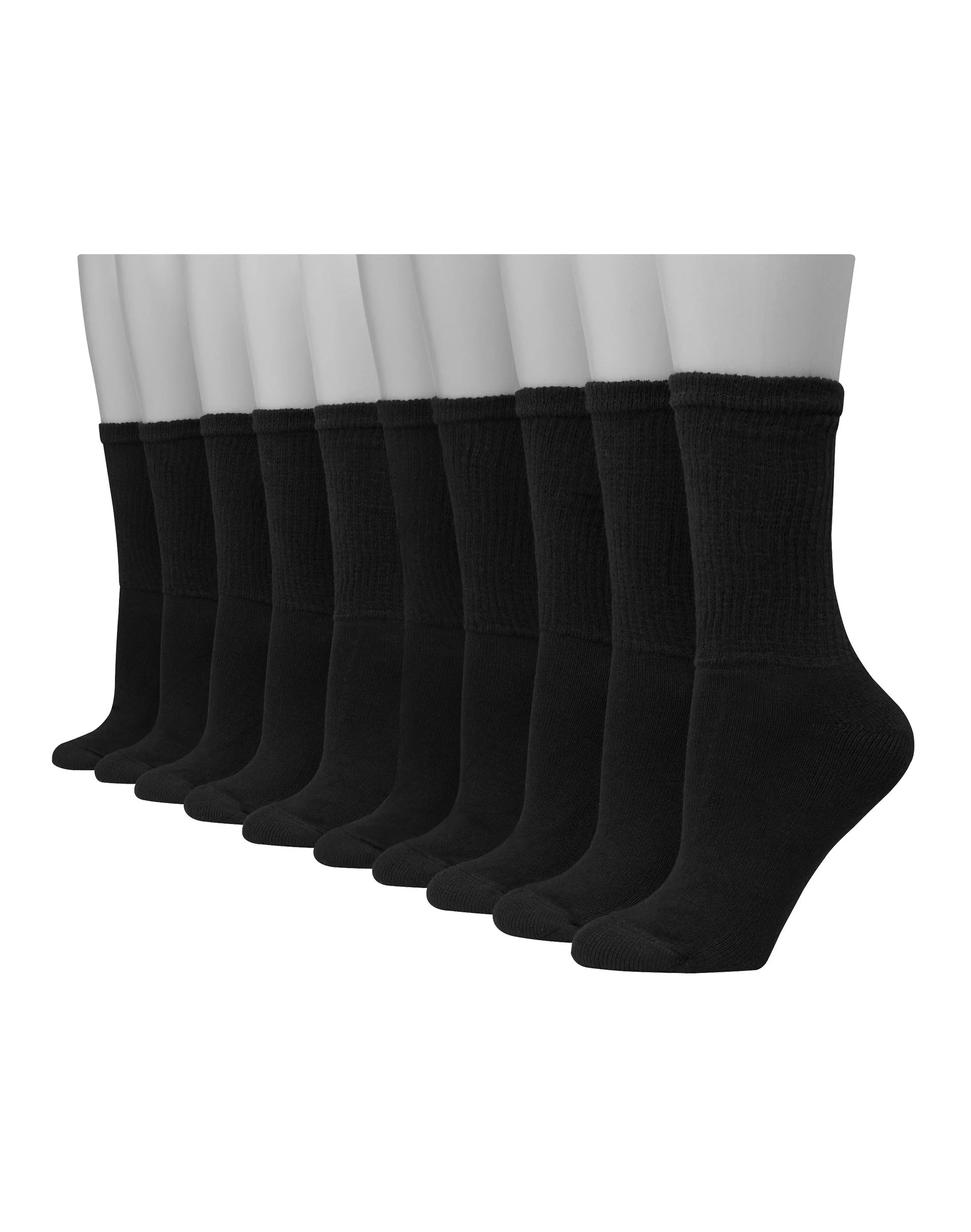 Hanes Women's Athletic Crew Socks, Full Sole Cushion, 10-Pairs #683L10