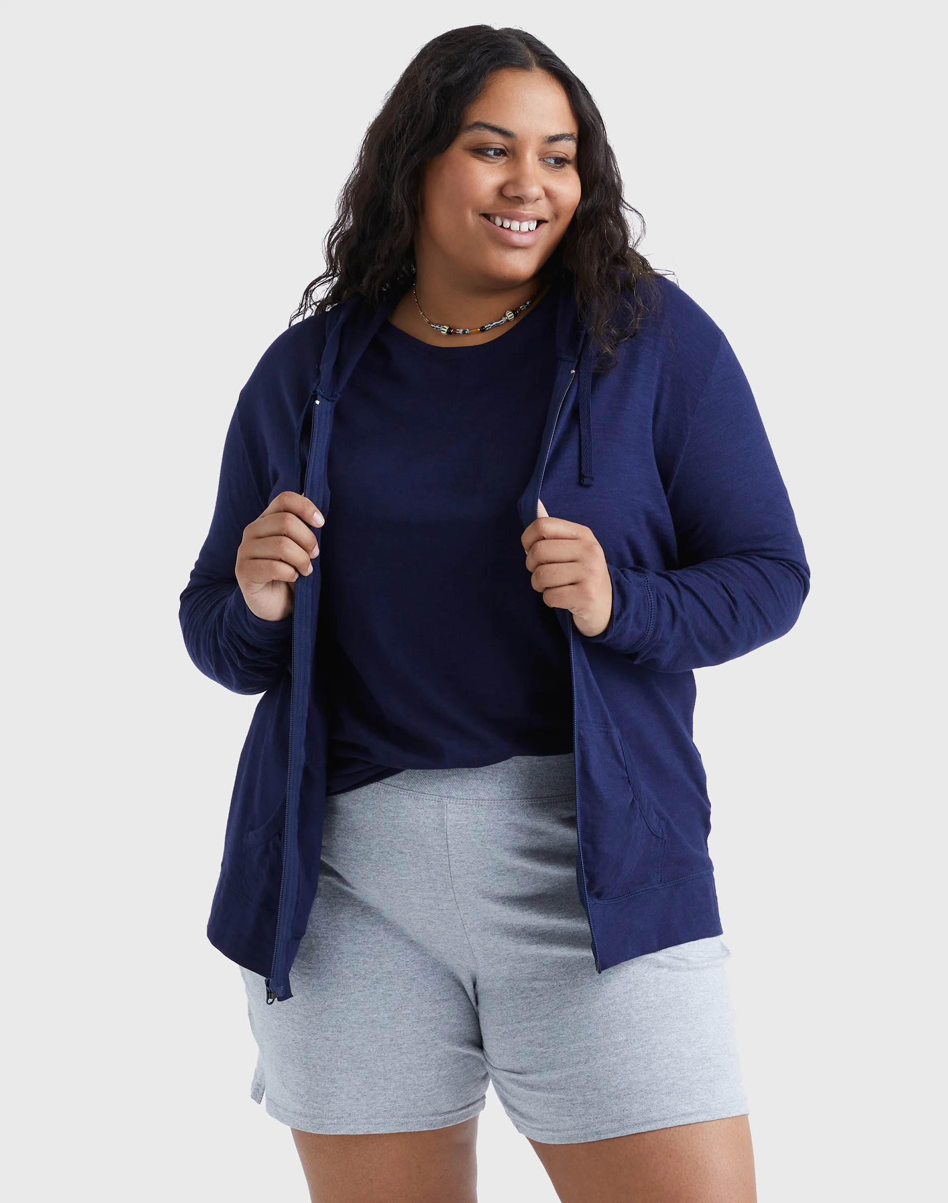Hanes Just My Size Women's Full-Zip Slub Hoodie (Plus Size) #OJ168