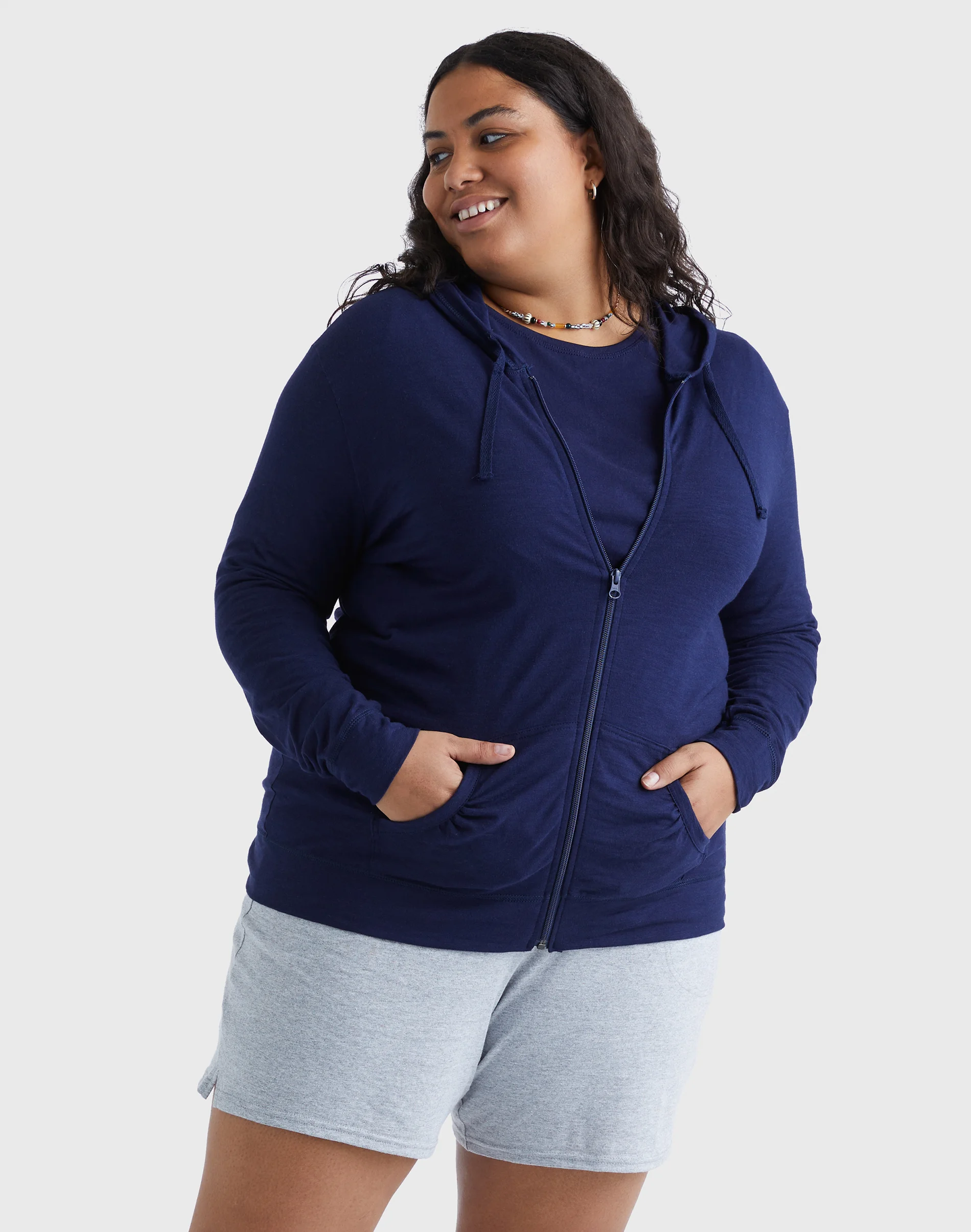 Hanes Just My Size Women's Full-Zip Slub Hoodie (Plus Size) #OJ168