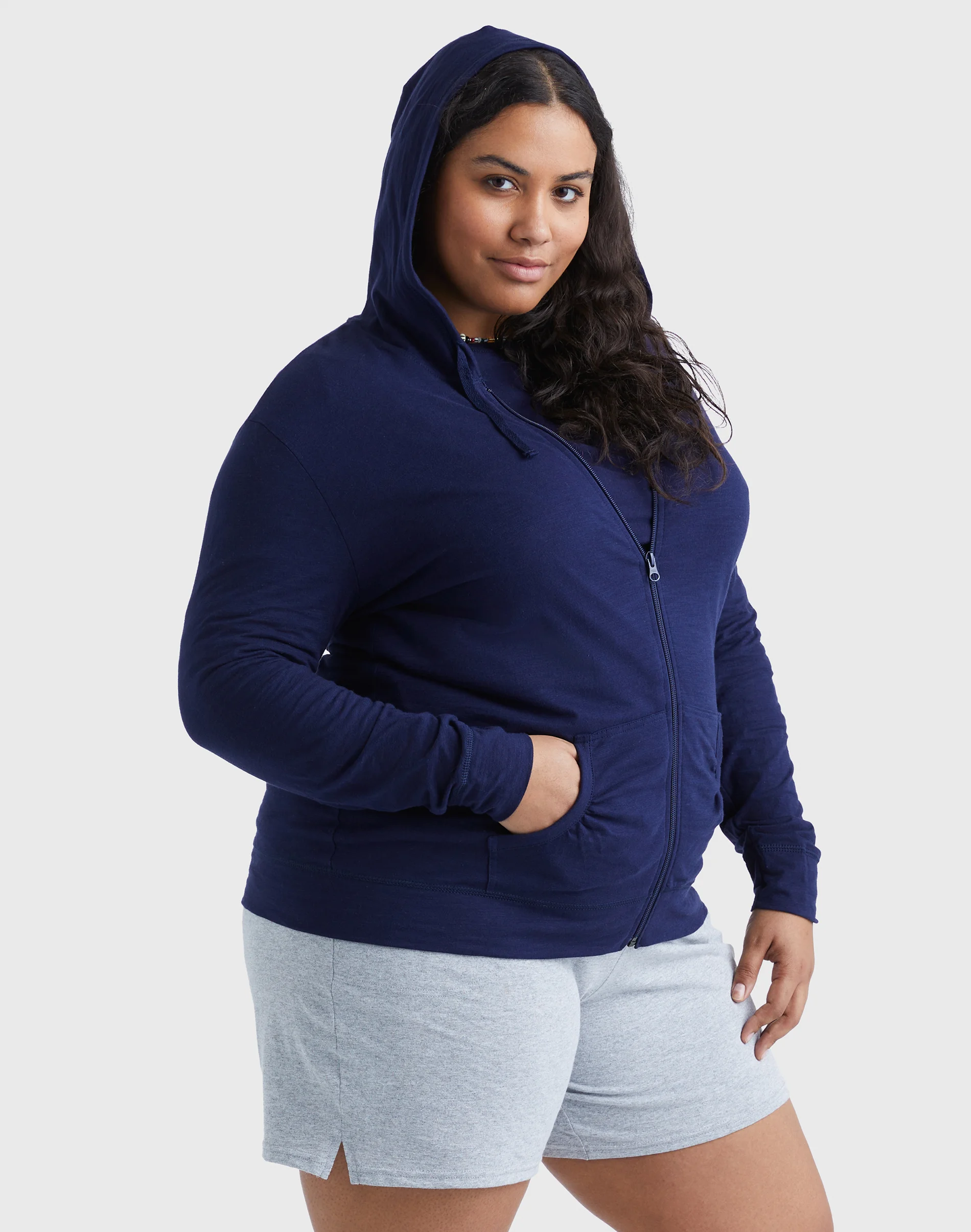Hanes Just My Size Women's Full-Zip Slub Hoodie (Plus Size) #OJ168