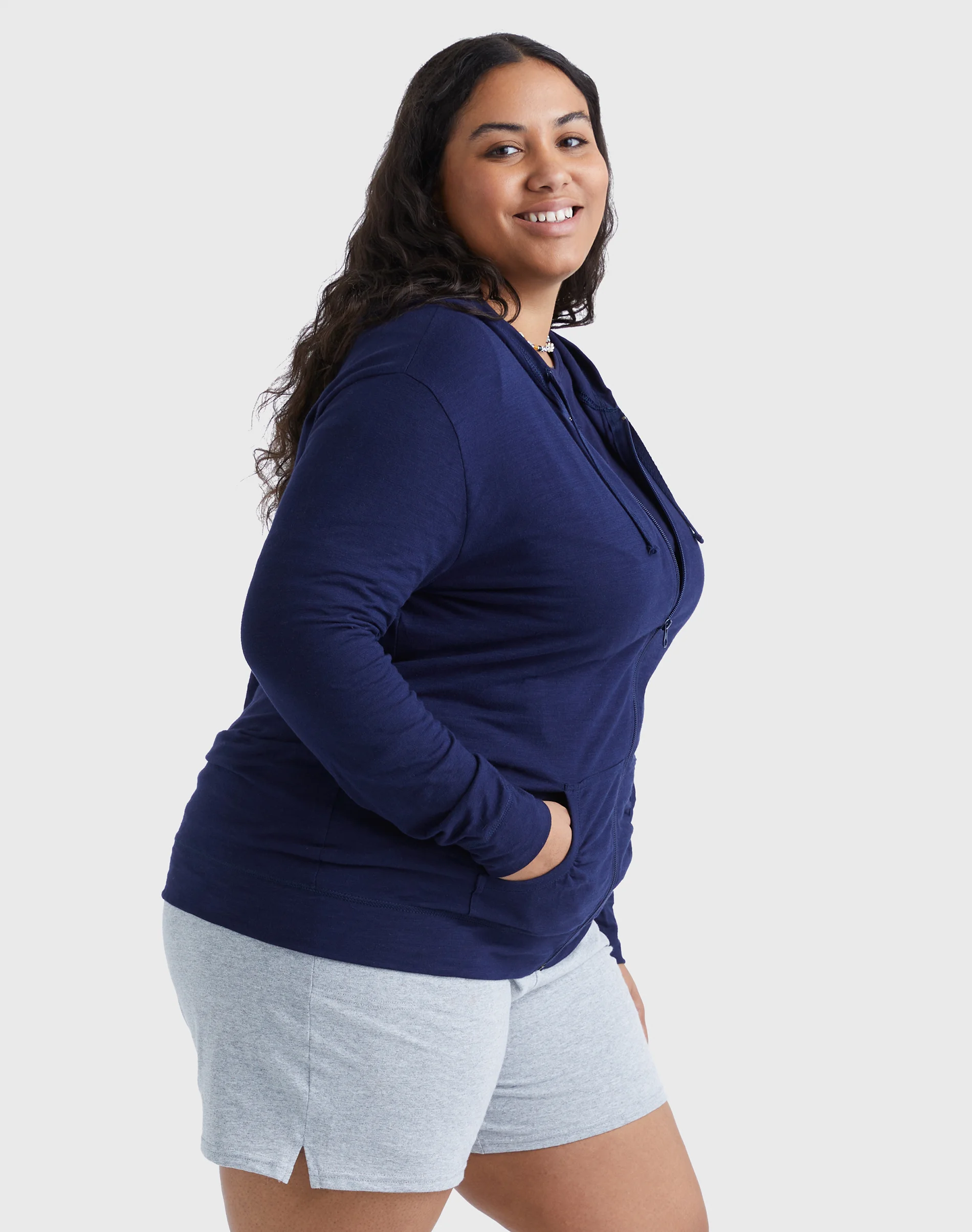 Hanes Just My Size Women's Full-Zip Slub Hoodie (Plus Size) #OJ168