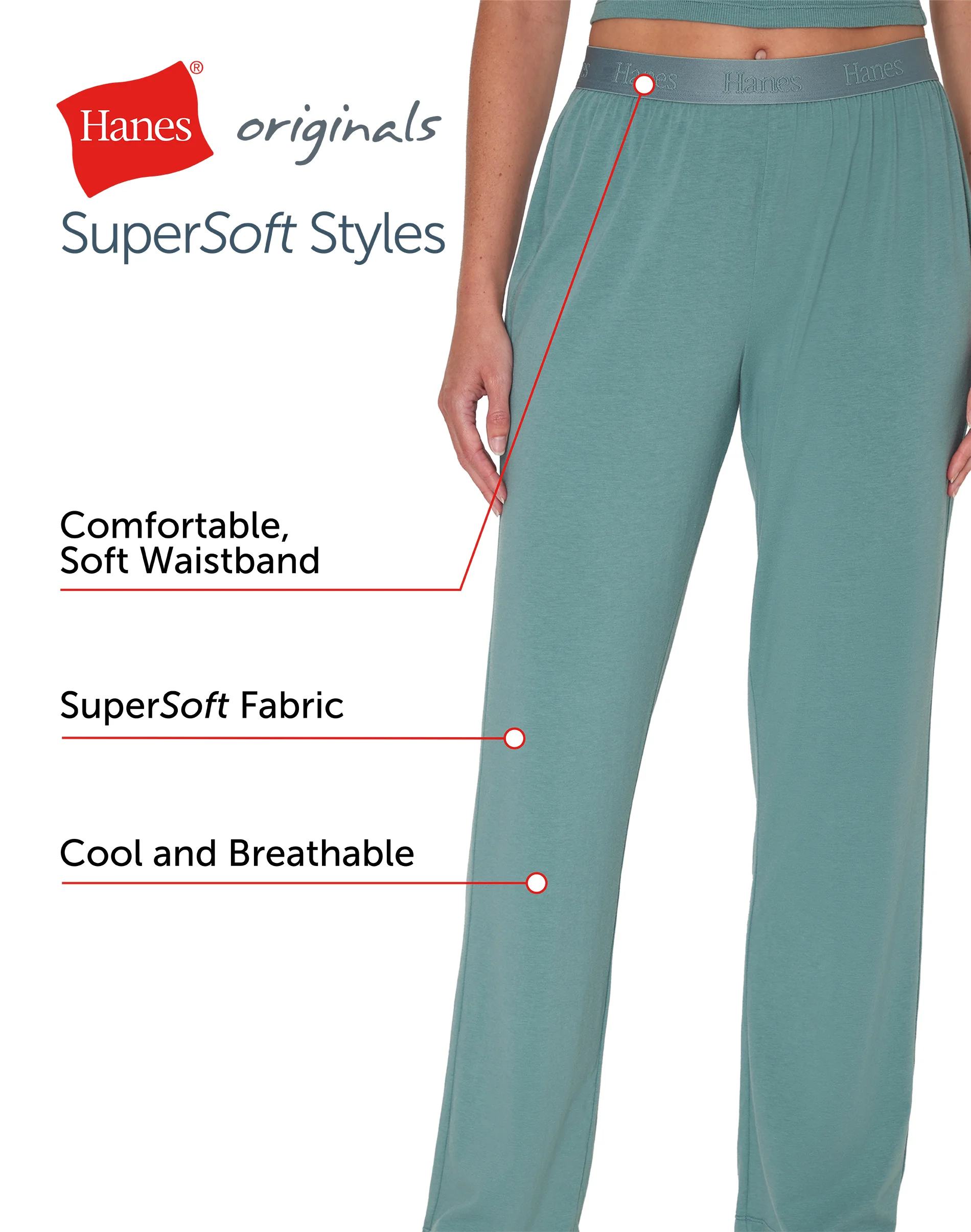 Hanes Originals Women's SuperSoft Comfywear Lounge Pants, 30" #HLT210