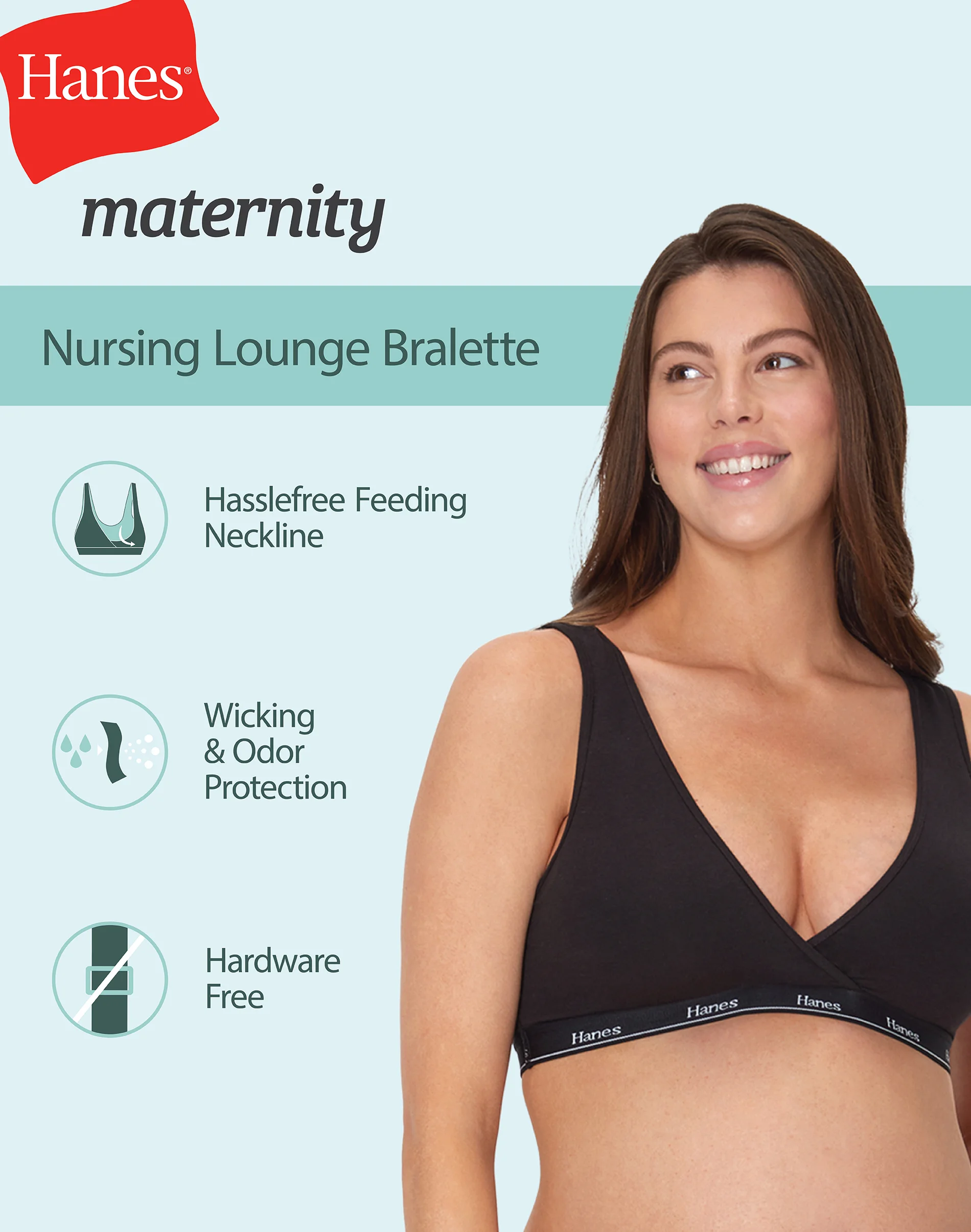 Hanes Maternity Women's Lounge Nursing Bralette #MAT003