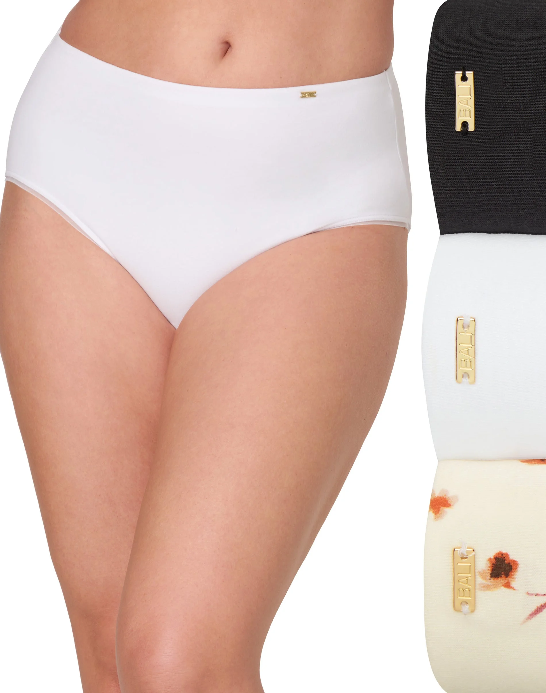 Bali Underwear Briefs Pack, 3-Pack, Light Tummy Support, Cotton Collection #DFLEB3