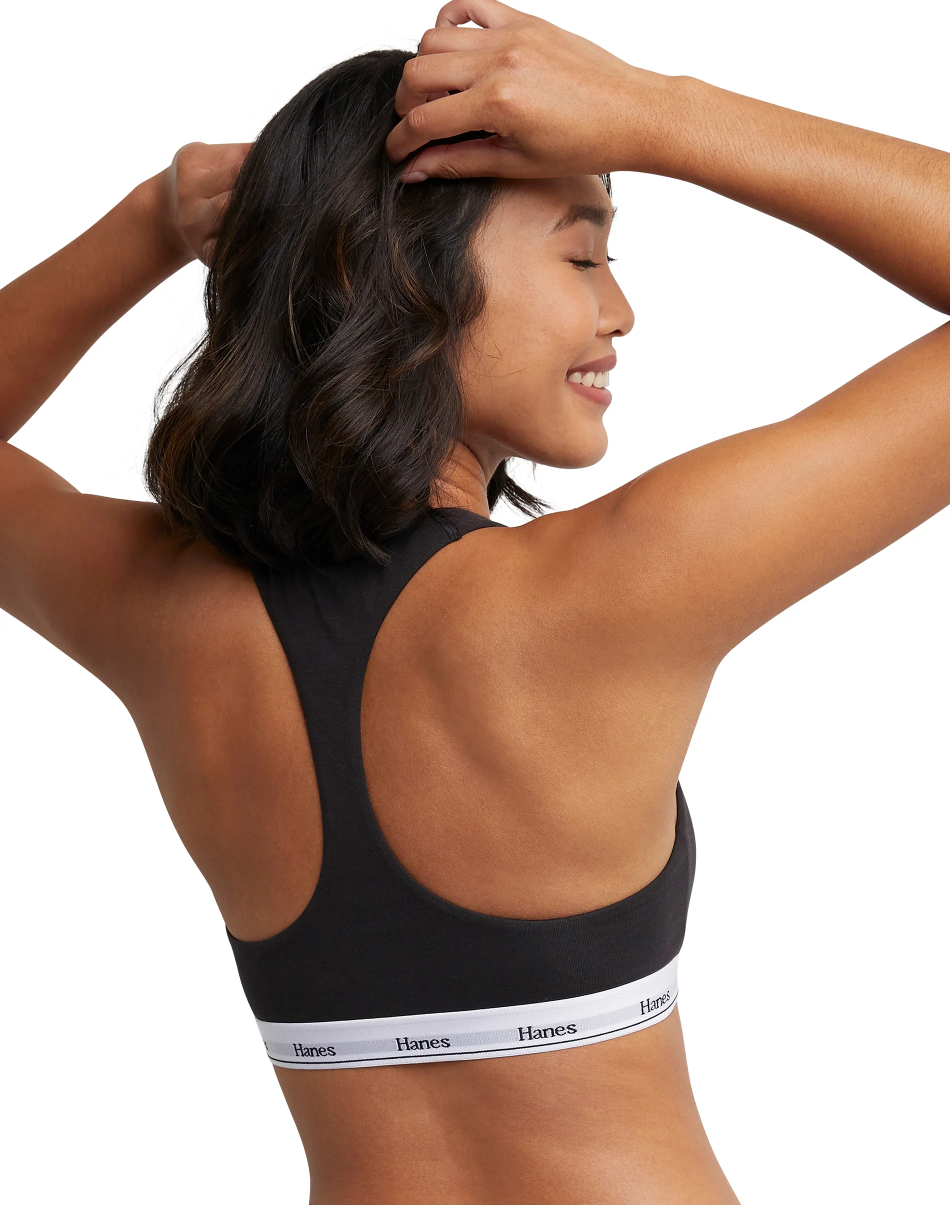 Hanes Originals Racerback Bralette, Breathable Stretch Cotton, 2-Pack #MHO101
