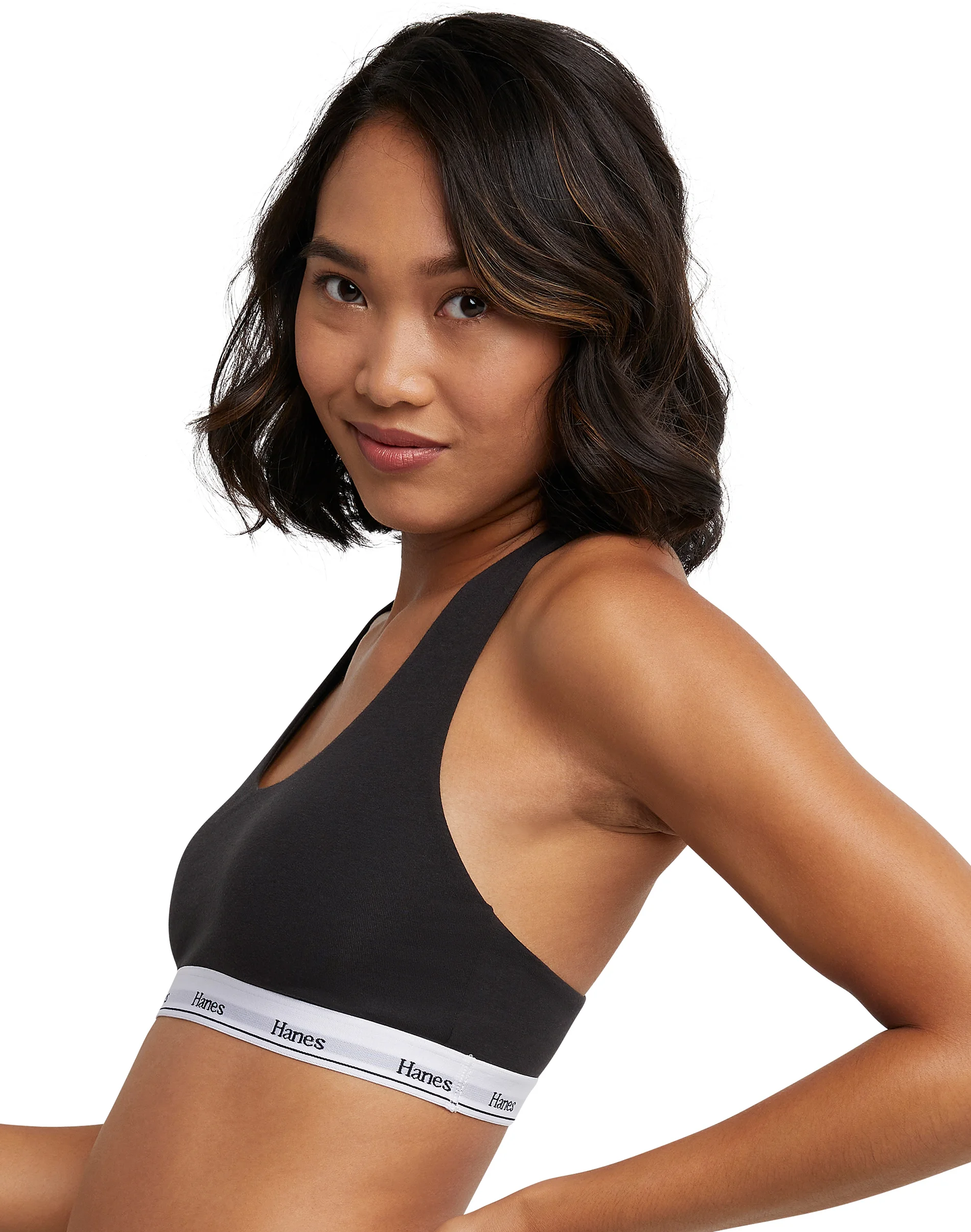 Hanes Originals Racerback Bralette, Breathable Stretch Cotton, 2-Pack #MHO101