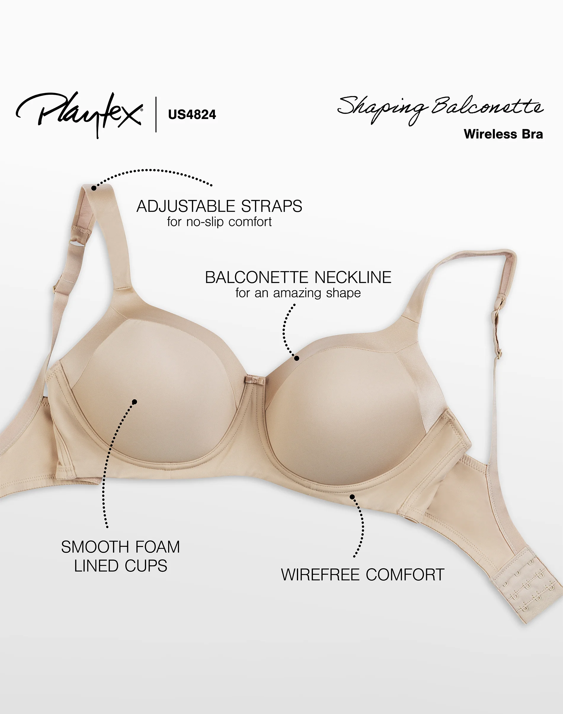 Playtex Secrets Balconette Full-Figure Wireless Bra #US4824