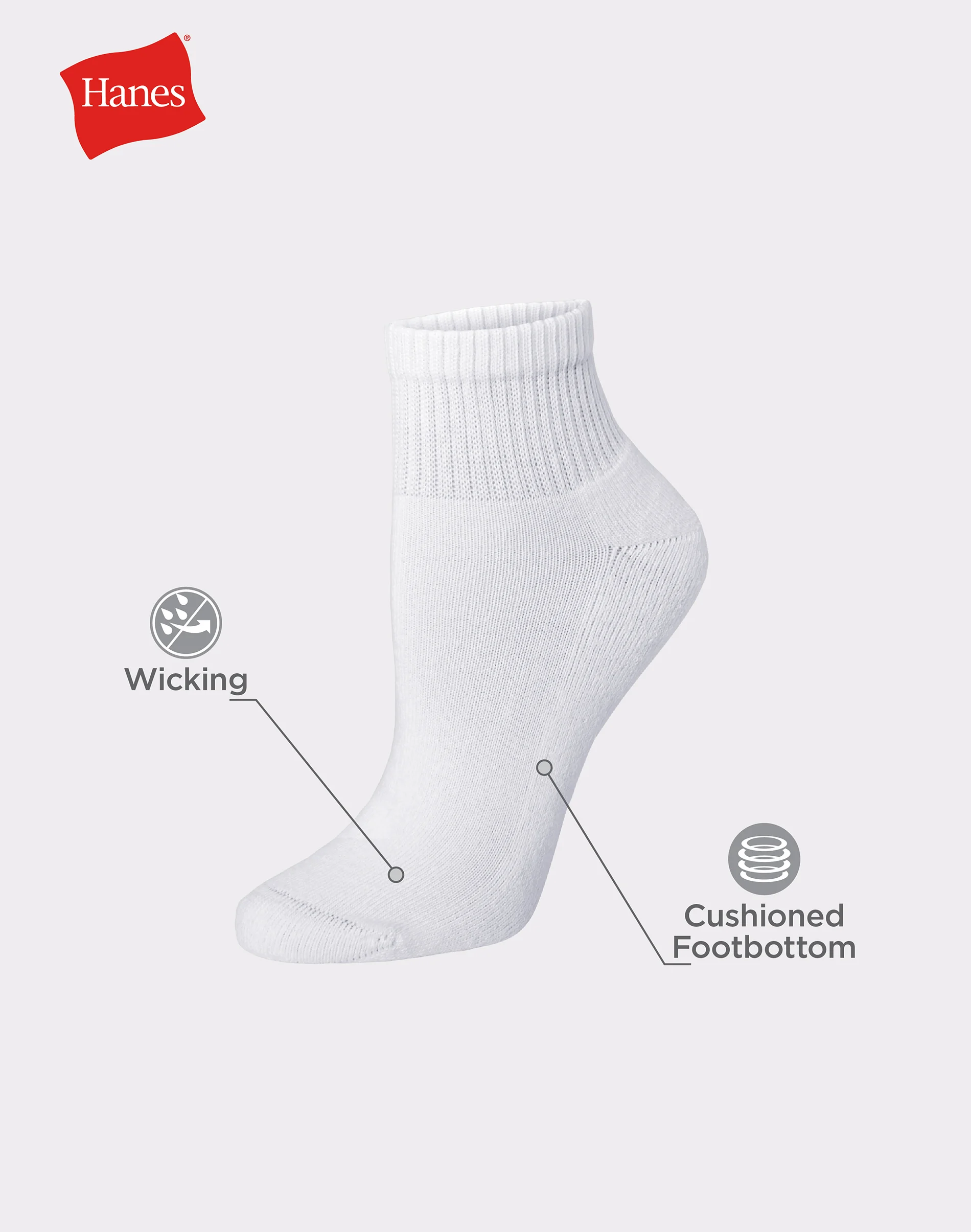 Hanes Ultimate Women's Ankle Socks, Cushioned, 6-Pairs #UC126