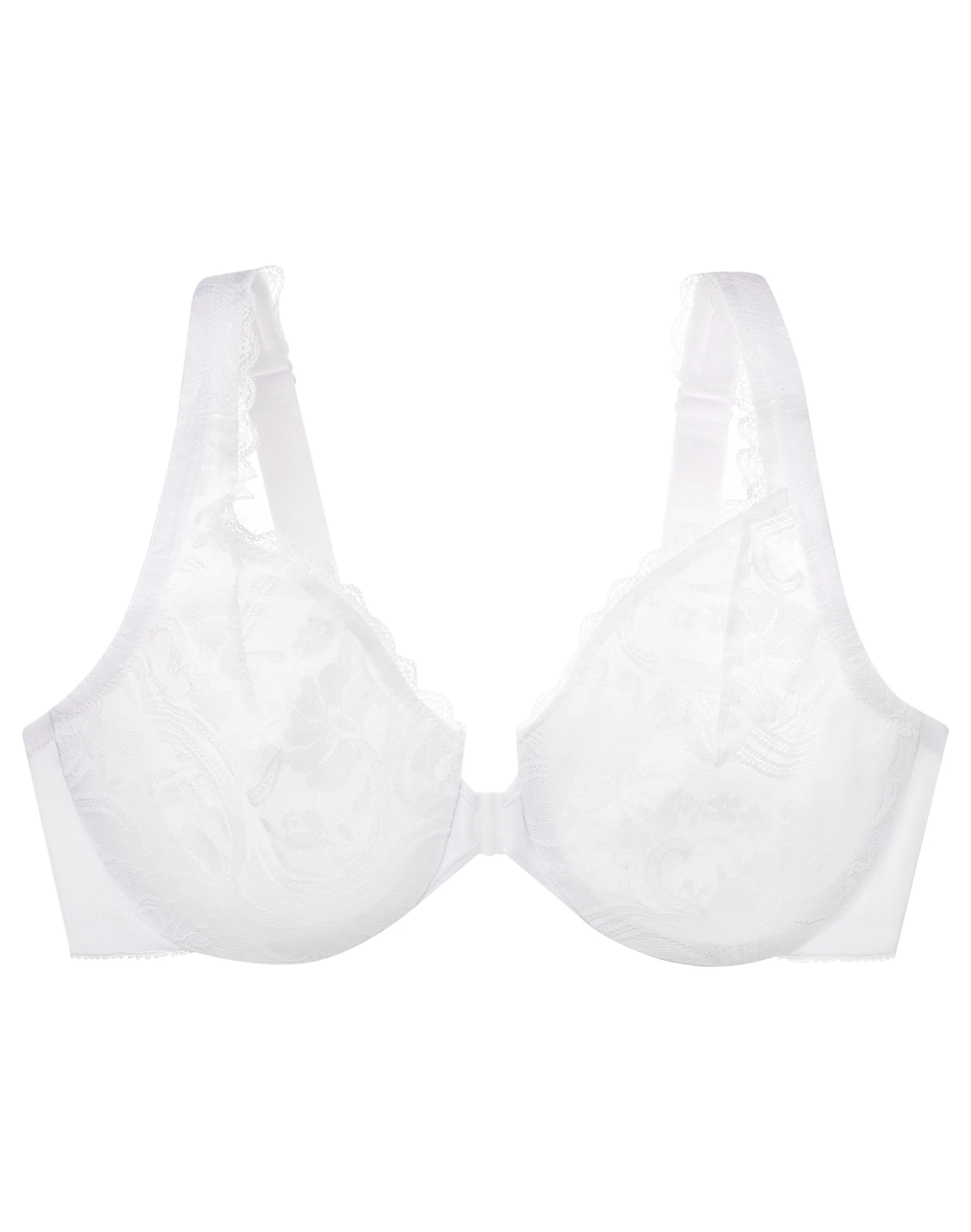 Glamorise Full Figure Plus Size WonderWire Front Close Stretch Lace Bra #16655 3 Glamorise Full Figure Plus Size WonderWire Front Close Stretch Lace Bra #16655