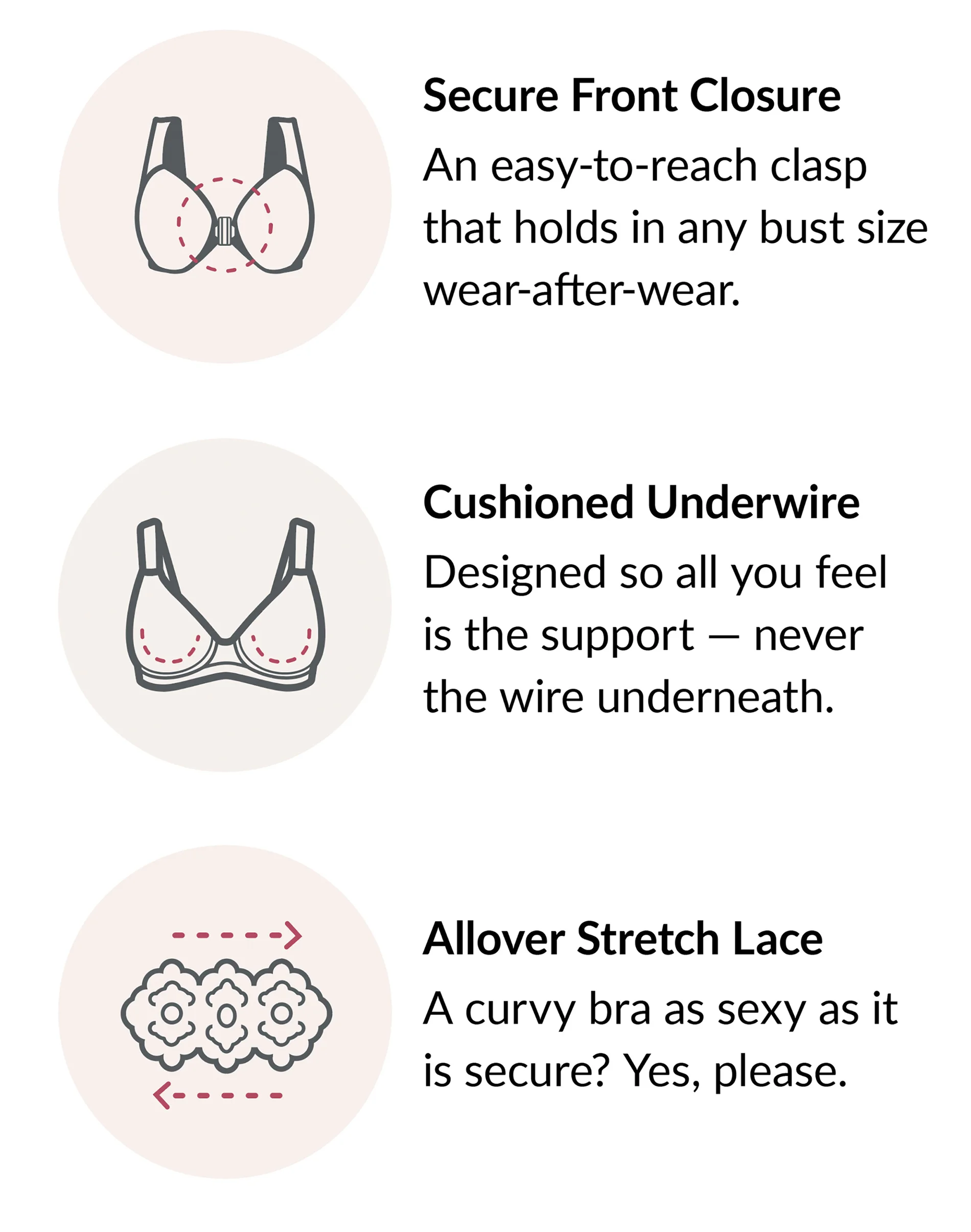 Glamorise Full Figure Plus Size WonderWire Front Close Stretch Lace Bra #16655 5 Glamorise Full Figure Plus Size WonderWire Front Close Stretch Lace Bra #16655