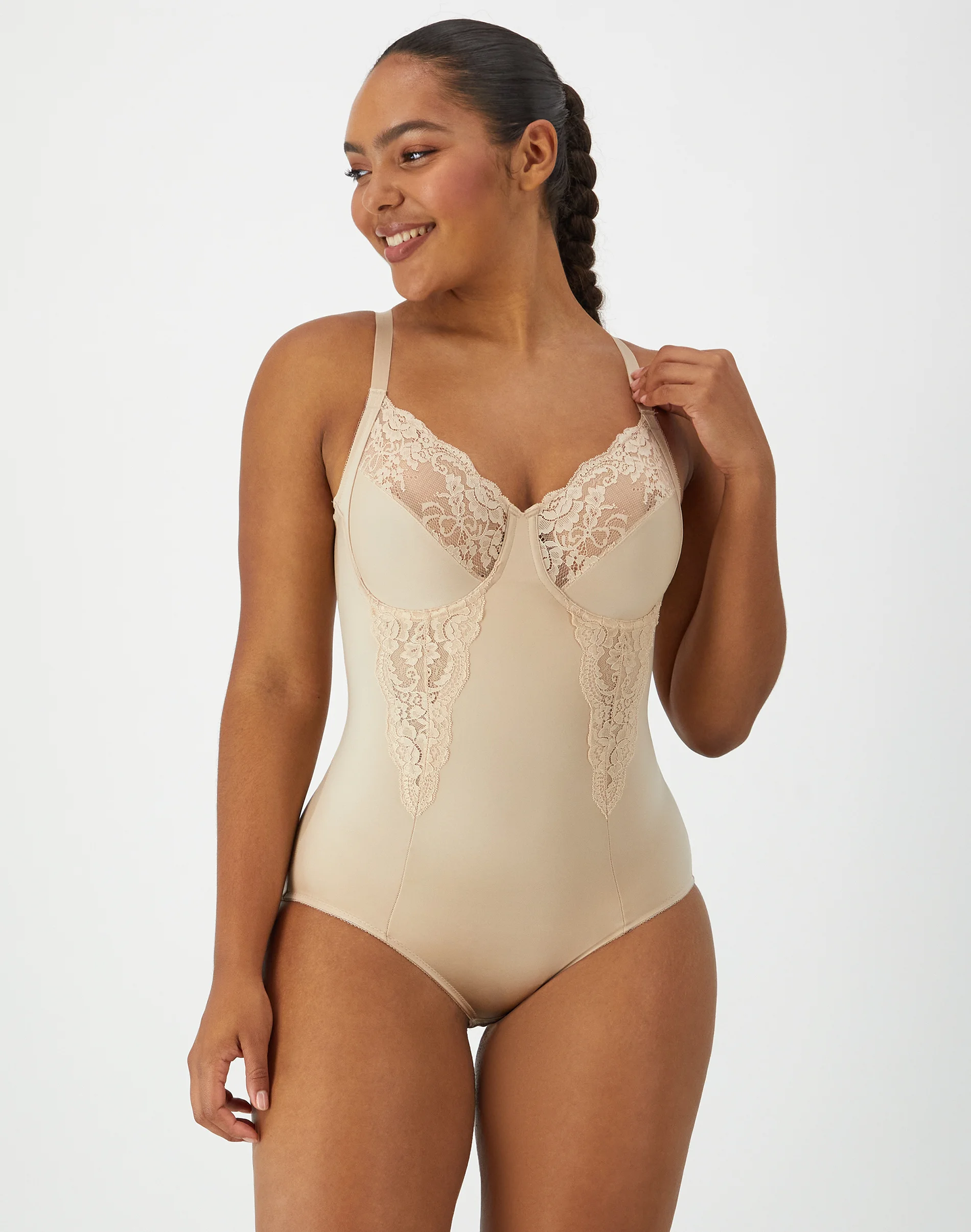Ultra-Firm Tummy Control Shapewear Bodysuit with Built-In Underwire Bra #FL1456