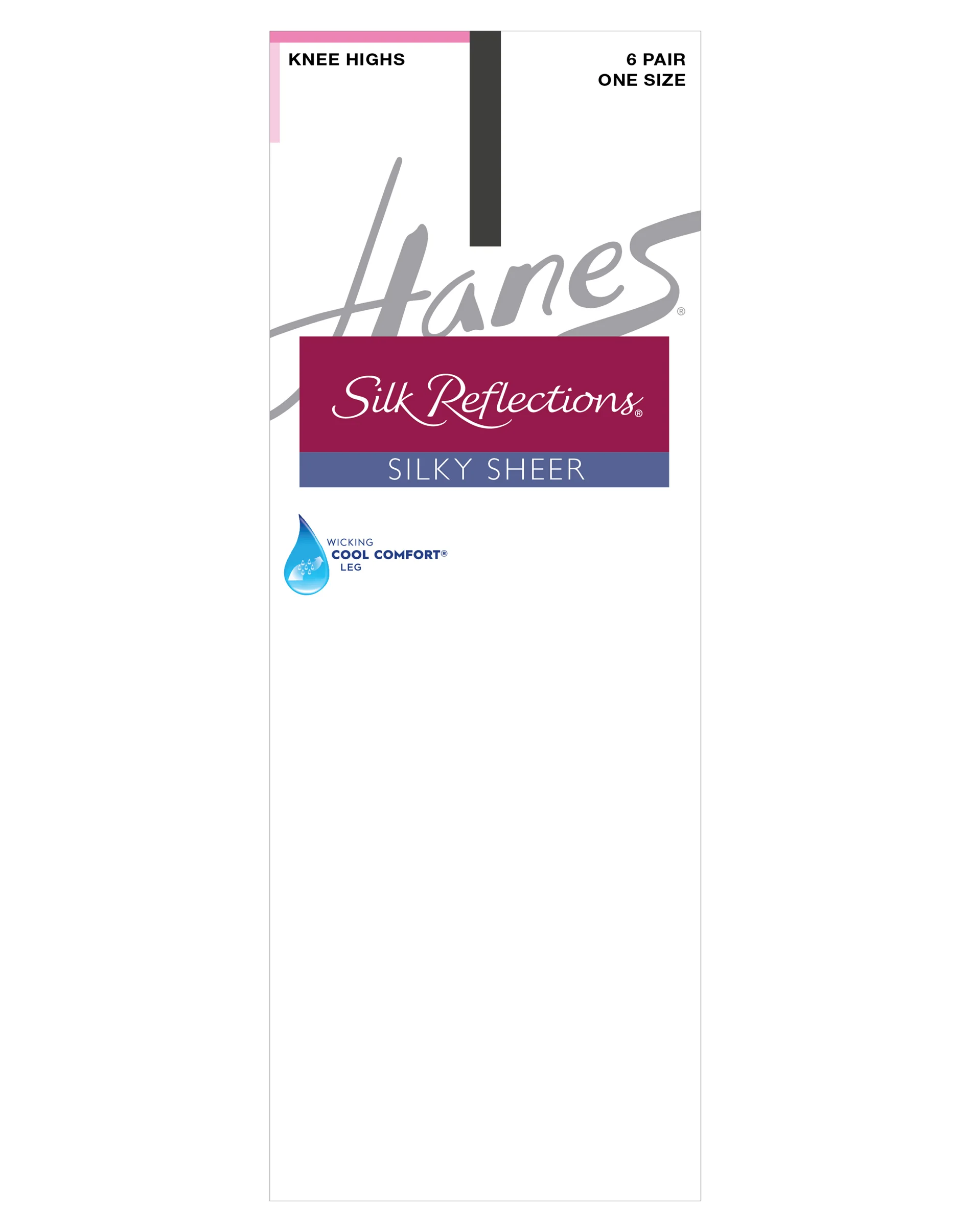 Hanes Silk Reflections Knee Highs, Reinforced Toe, 6-Pack #QM6775