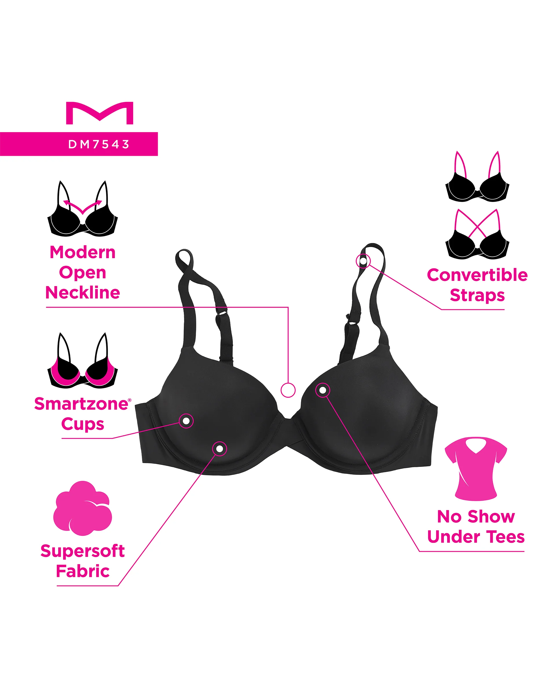 One Fab Fit Everyday Modern Demi Underwire Bra #DM7543