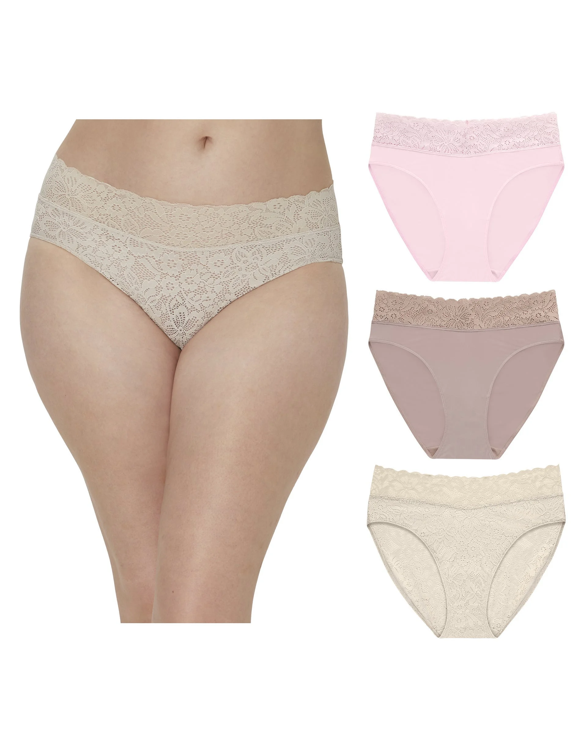 Maidenform Perfect Fit Stretch Lace High Leg Underwear, 3-Pack #DM3SLB