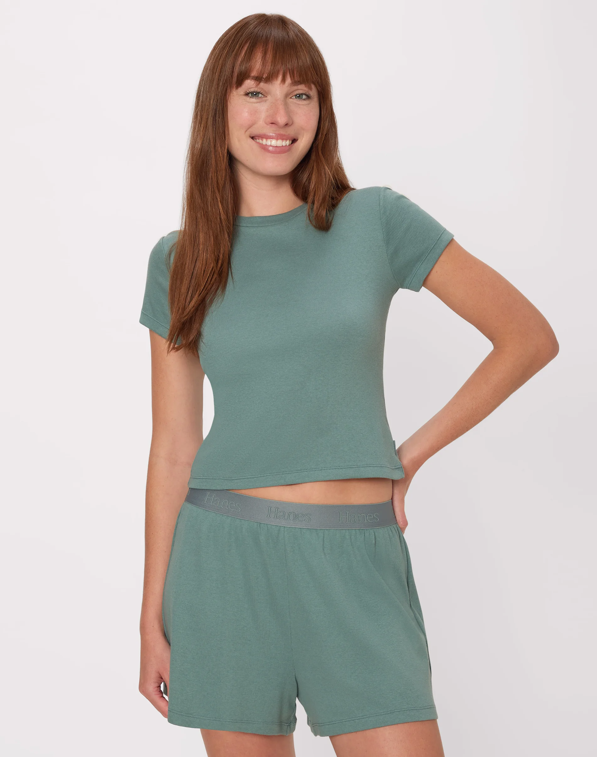 Hanes Originals Women's Supersoft Comfywear Rib Baby Doll Tee #HLW215