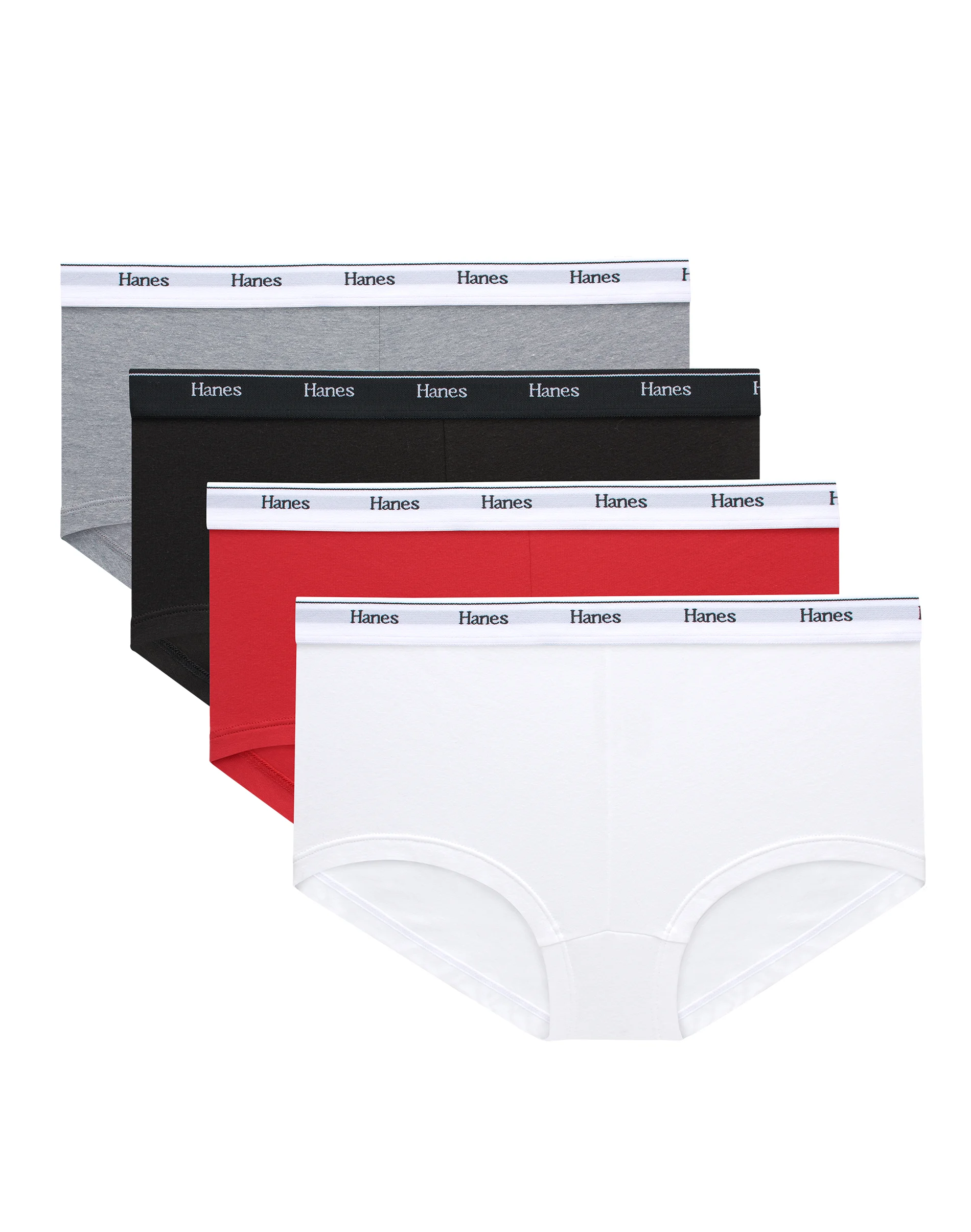Hanes Originals Women’s Boyshort Underwear, Breathable Stretch Cotton, Assorted, 4-Pack #OC49AS