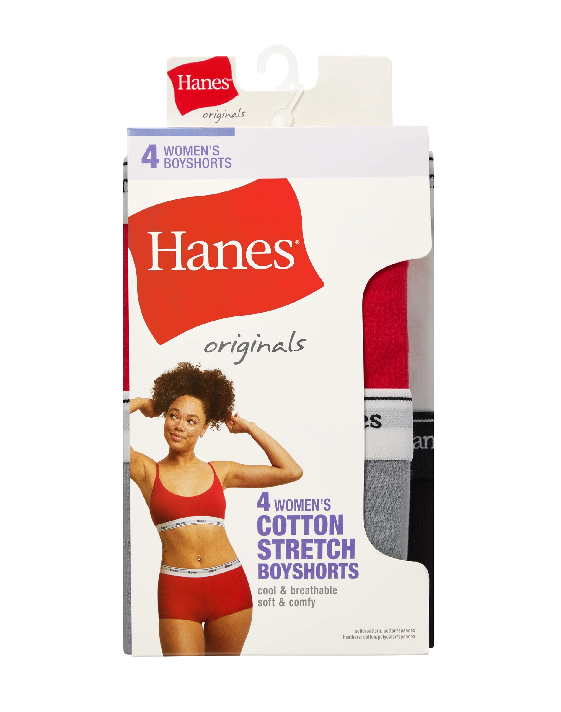 Hanes Originals Women’s Boyshort Underwear, Breathable Stretch Cotton, Assorted, 4-Pack #OC49AS 9 Hanes Originals Women’s Boyshort Underwear, Breathable Stretch Cotton, Assorted, 4-Pack #OC49AS