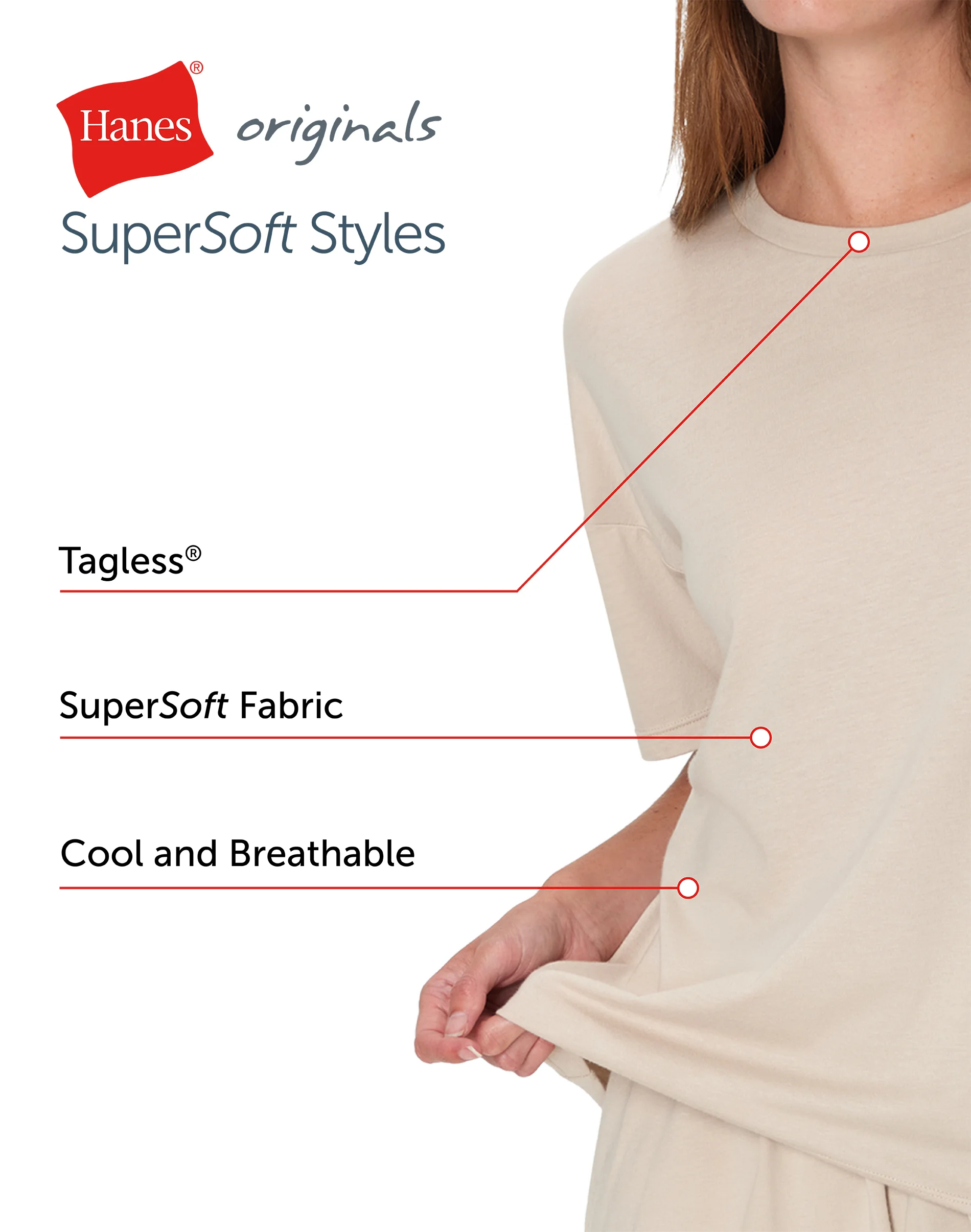 Hanes Originals Women's SuperSoft Comfywear Boxy T-Shirt #HLT205