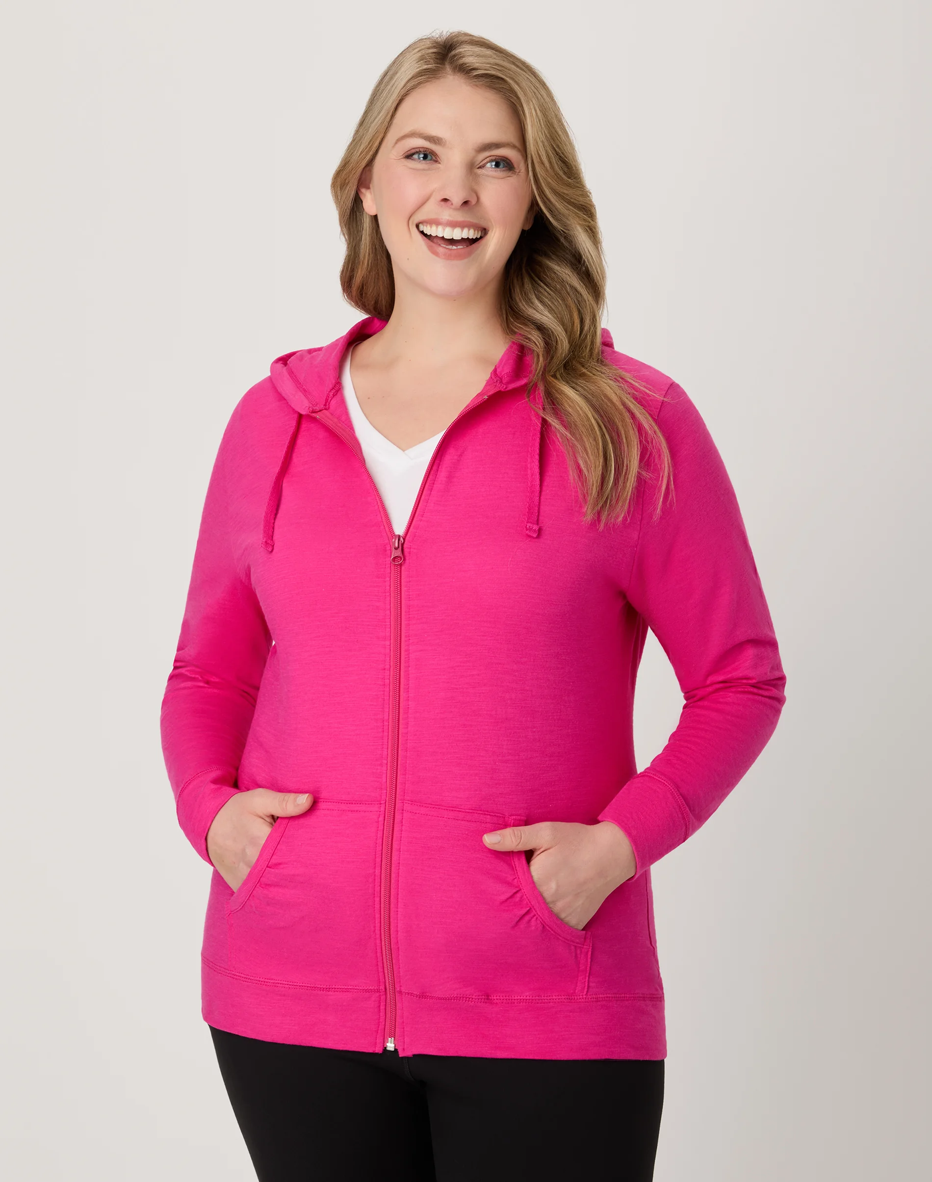 Hanes Women's Slub Jersey Full Zip Hoodie #O9249
