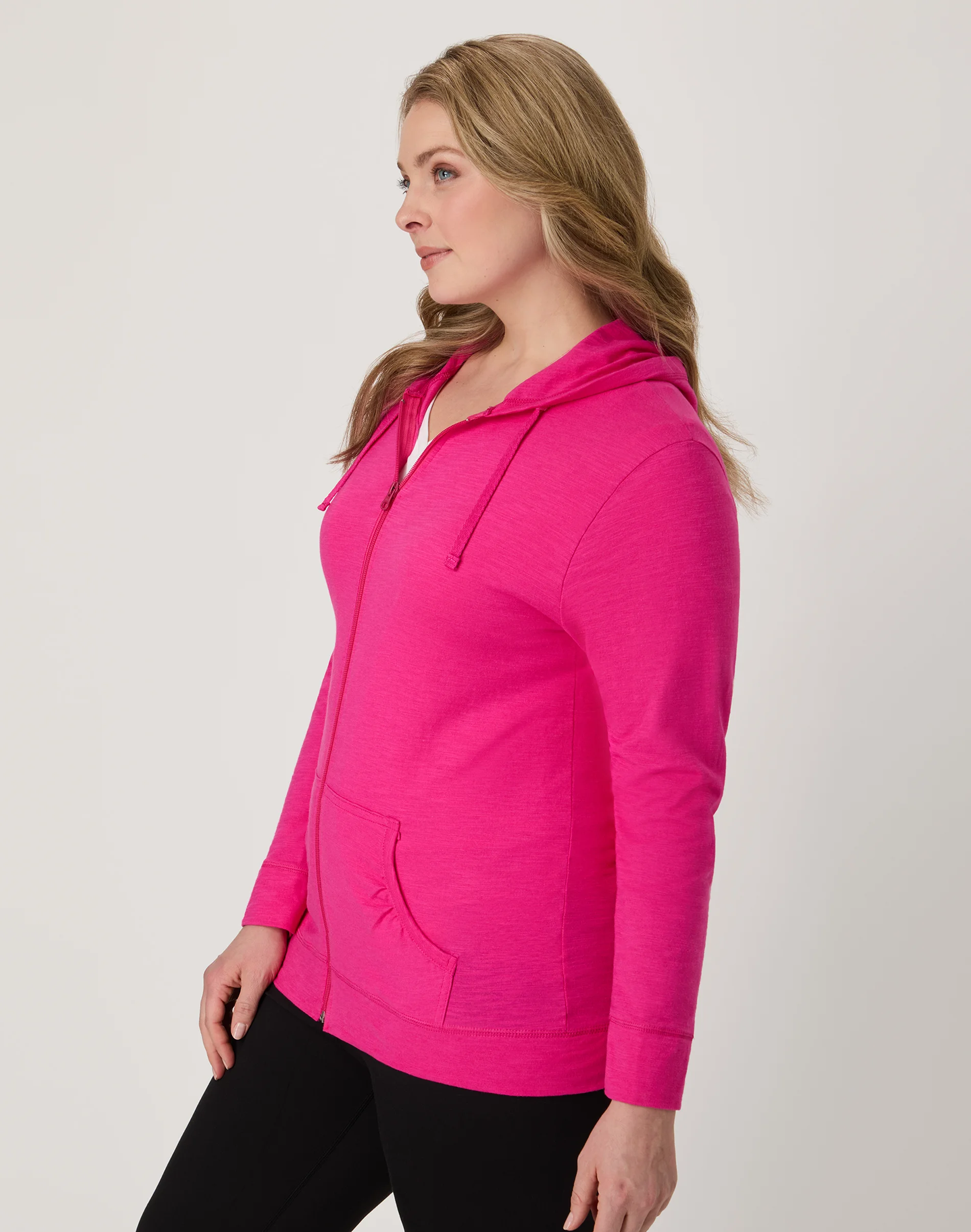 Hanes Women's Slub Jersey Full Zip Hoodie #O9249