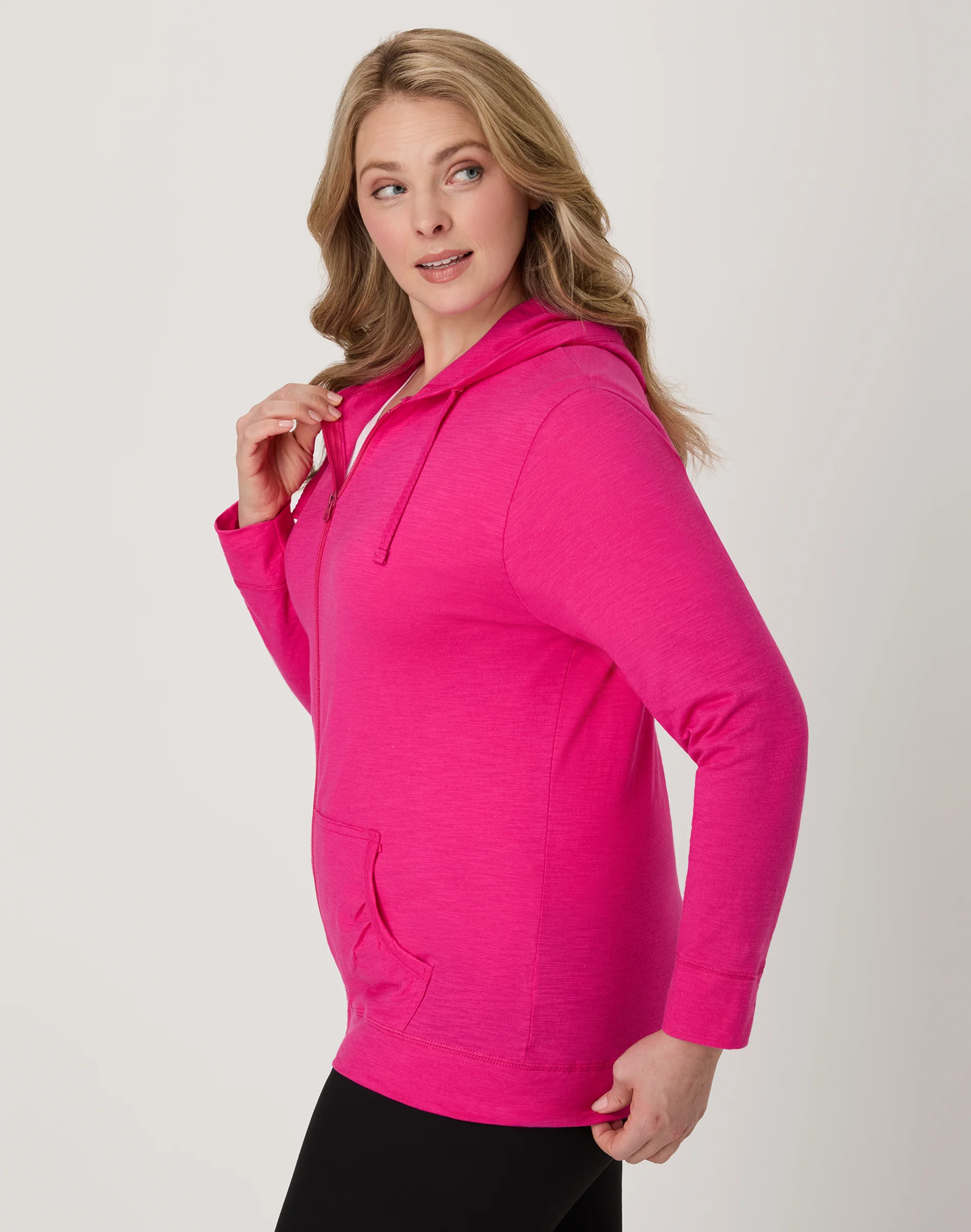 Hanes Women's Slub Jersey Full Zip Hoodie #O9249