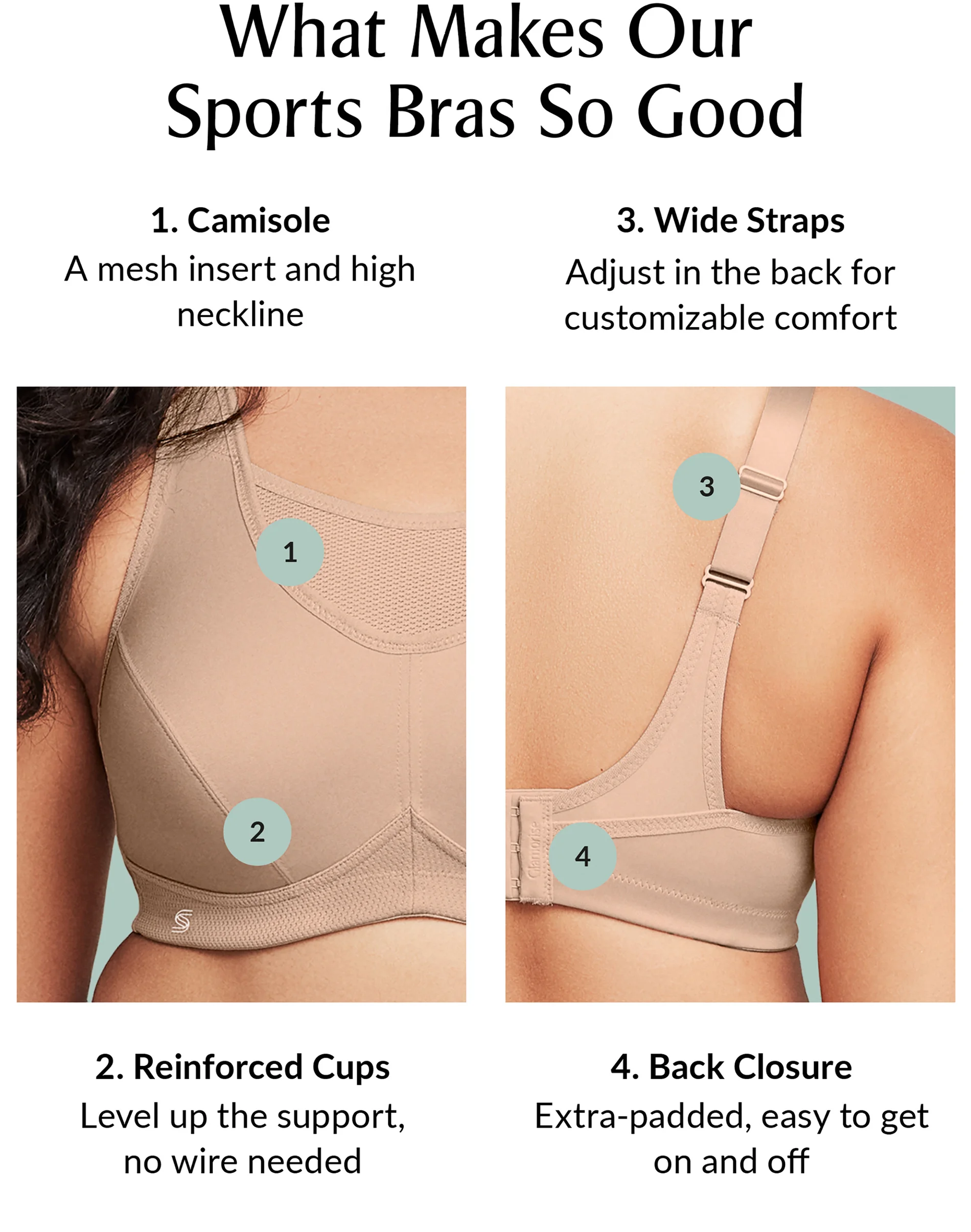 Glamorise Full Figure Plus Size No-Bounce Camisole Wirefree Sports Bra #21811 4 Glamorise Full Figure Plus Size No-Bounce Camisole Wirefree Sports Bra #21811