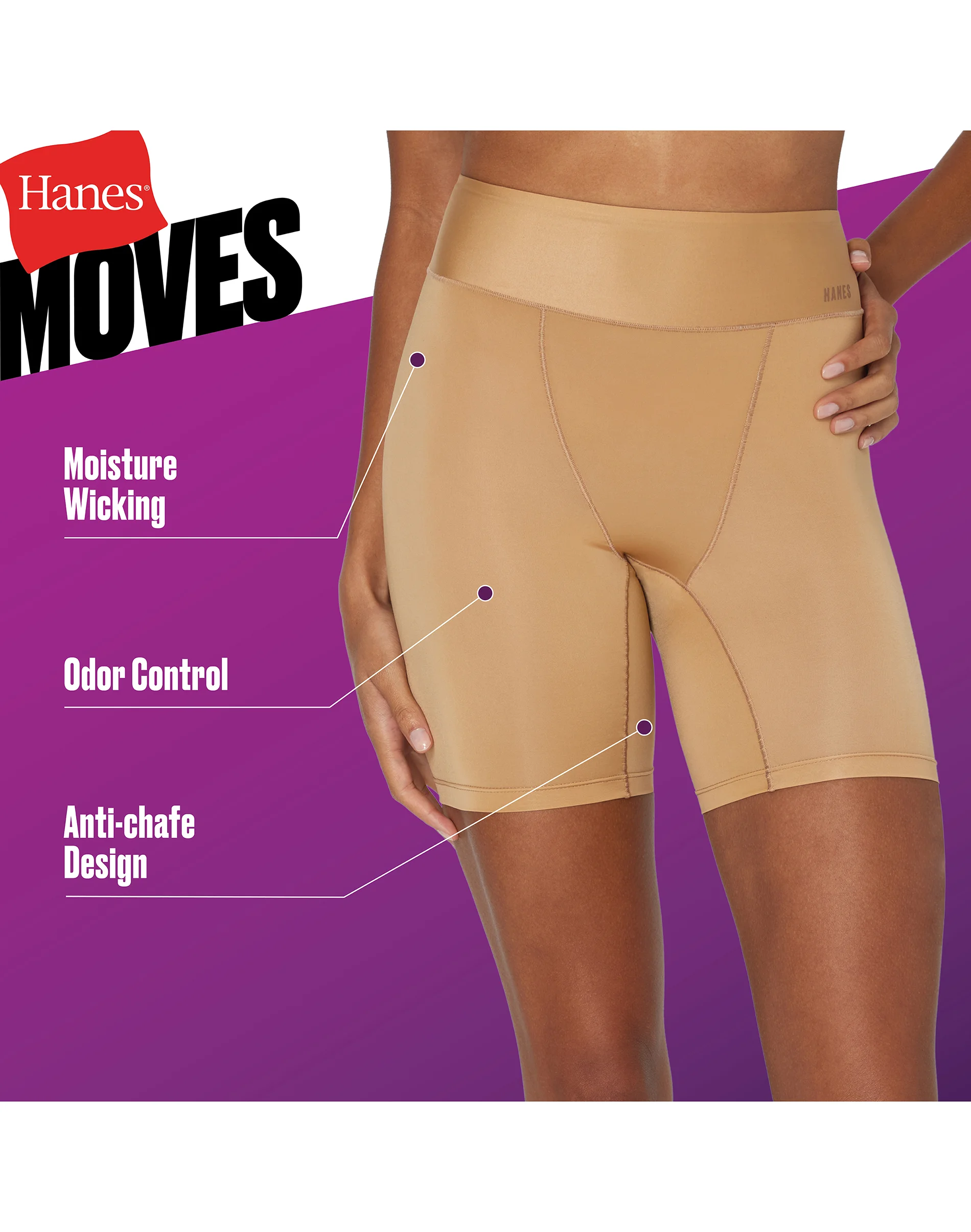 Hanes Moves Women's Anti-Chafe Slip Shorts #HMACST