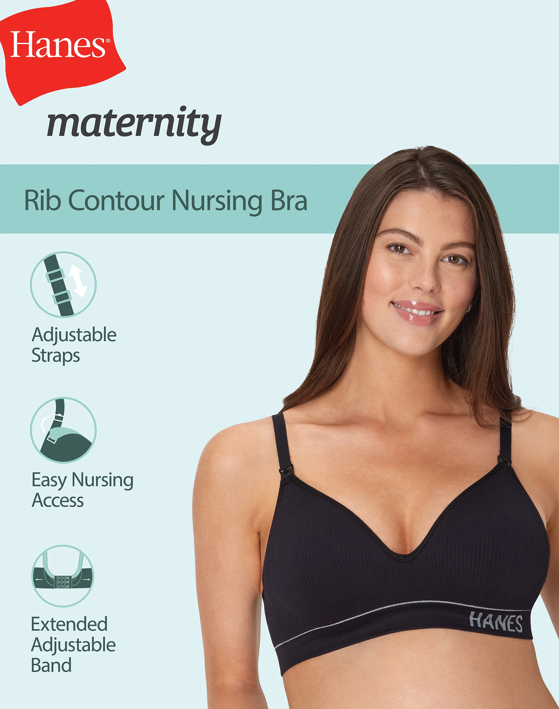 Hanes Maternity Women's Rib Nursing Bralette #MAT004