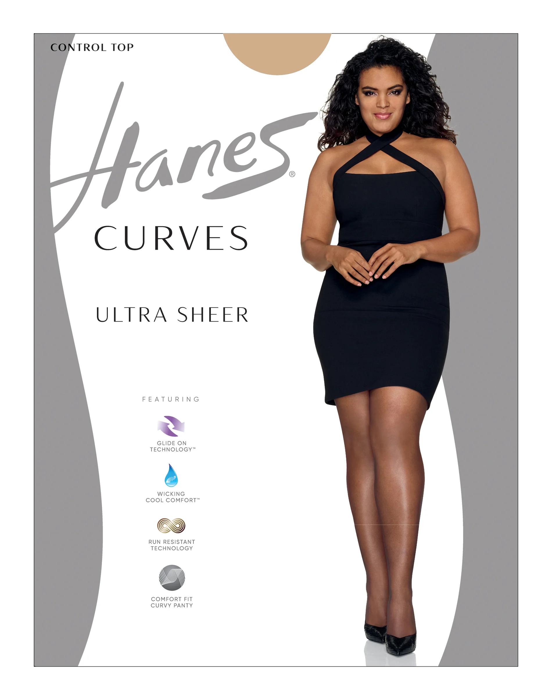 Hanes Curves Women's Ultra Sheer Pantyhose with Control Top #HSP001