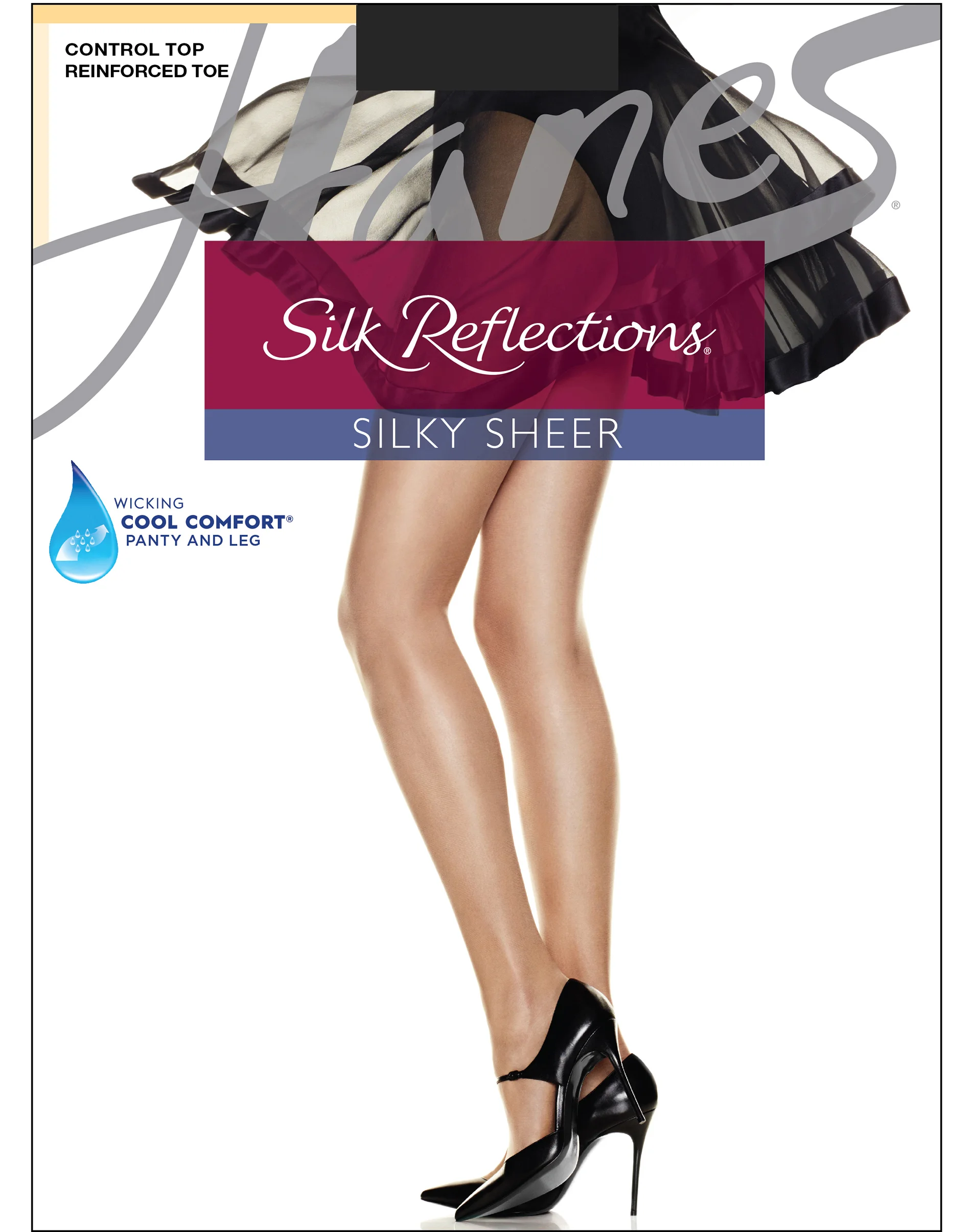 Hanes Silk Reflections Sheer Pantyhose with Control Top, Reinforced Toe, 6-Pack #C06718