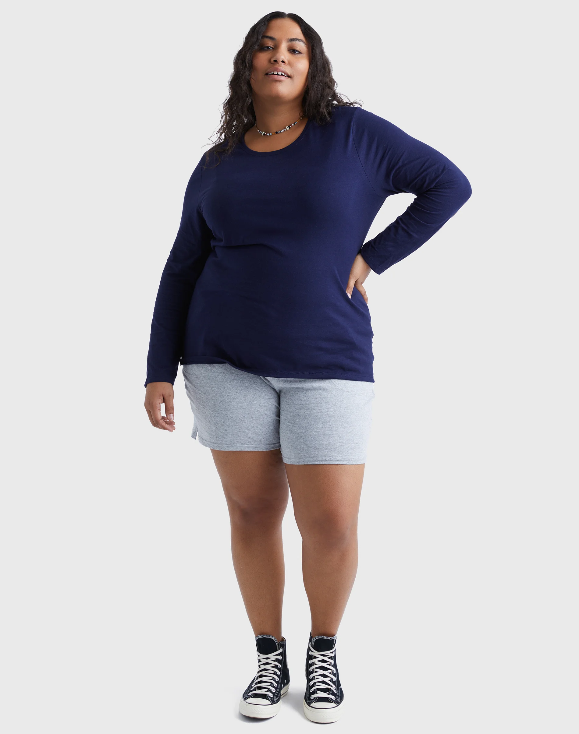 Hanes Women's Long Sleeve Scoop-Neck Cotton T-Shirt (Plus Size) #OJ288