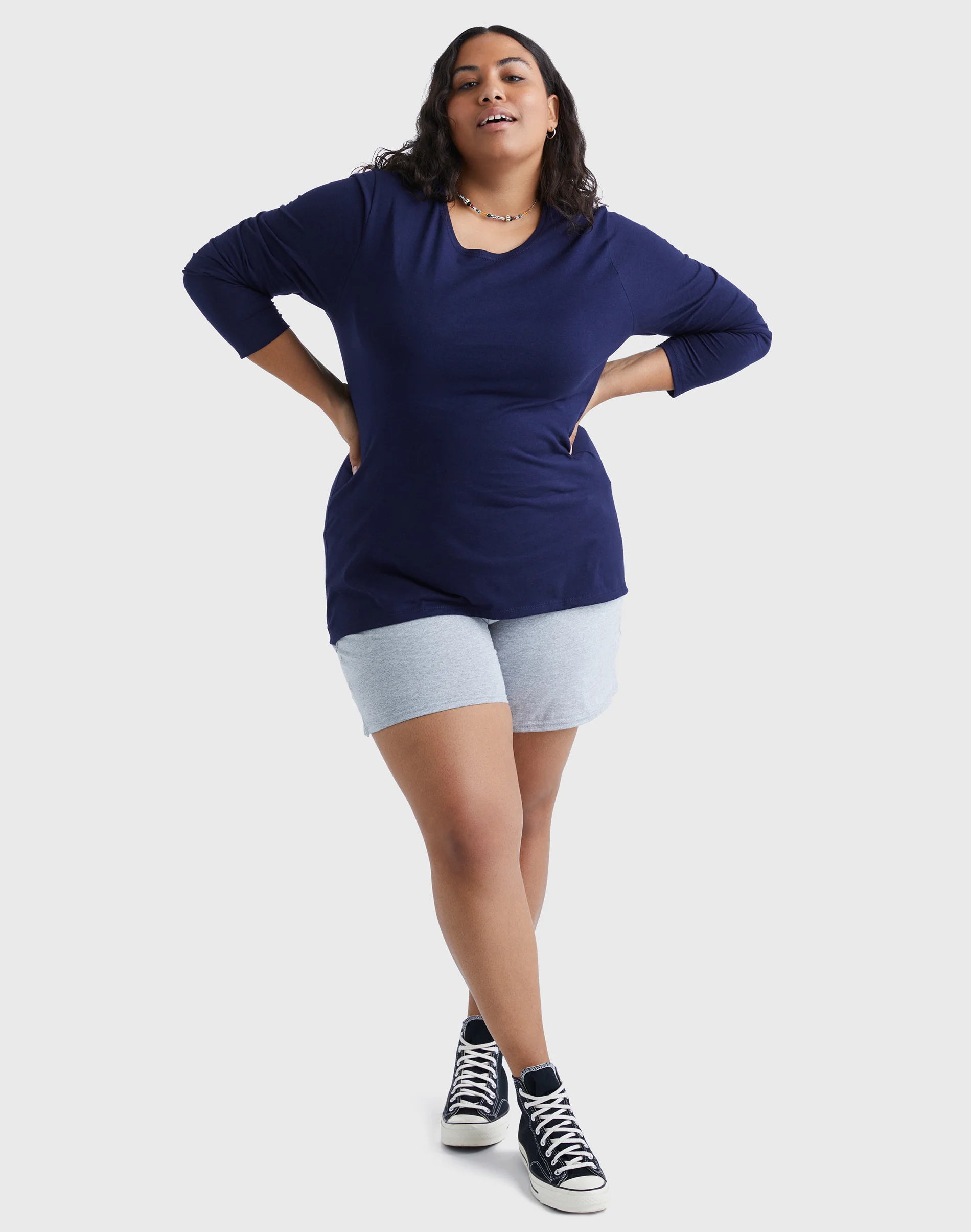 Hanes Women's Long Sleeve Scoop-Neck Cotton T-Shirt (Plus Size) #OJ288