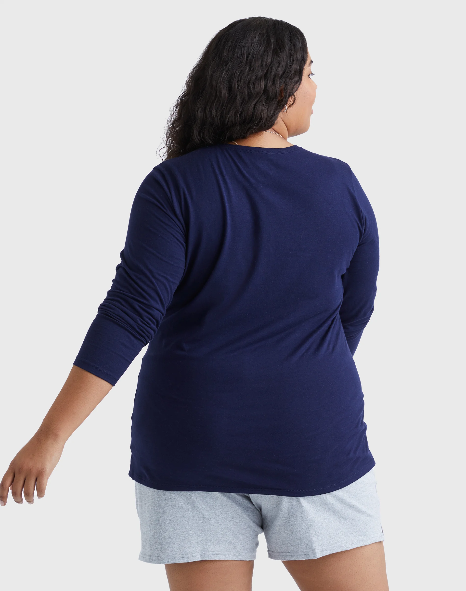 Hanes Women's Long Sleeve Scoop-Neck Cotton T-Shirt (Plus Size) #OJ288